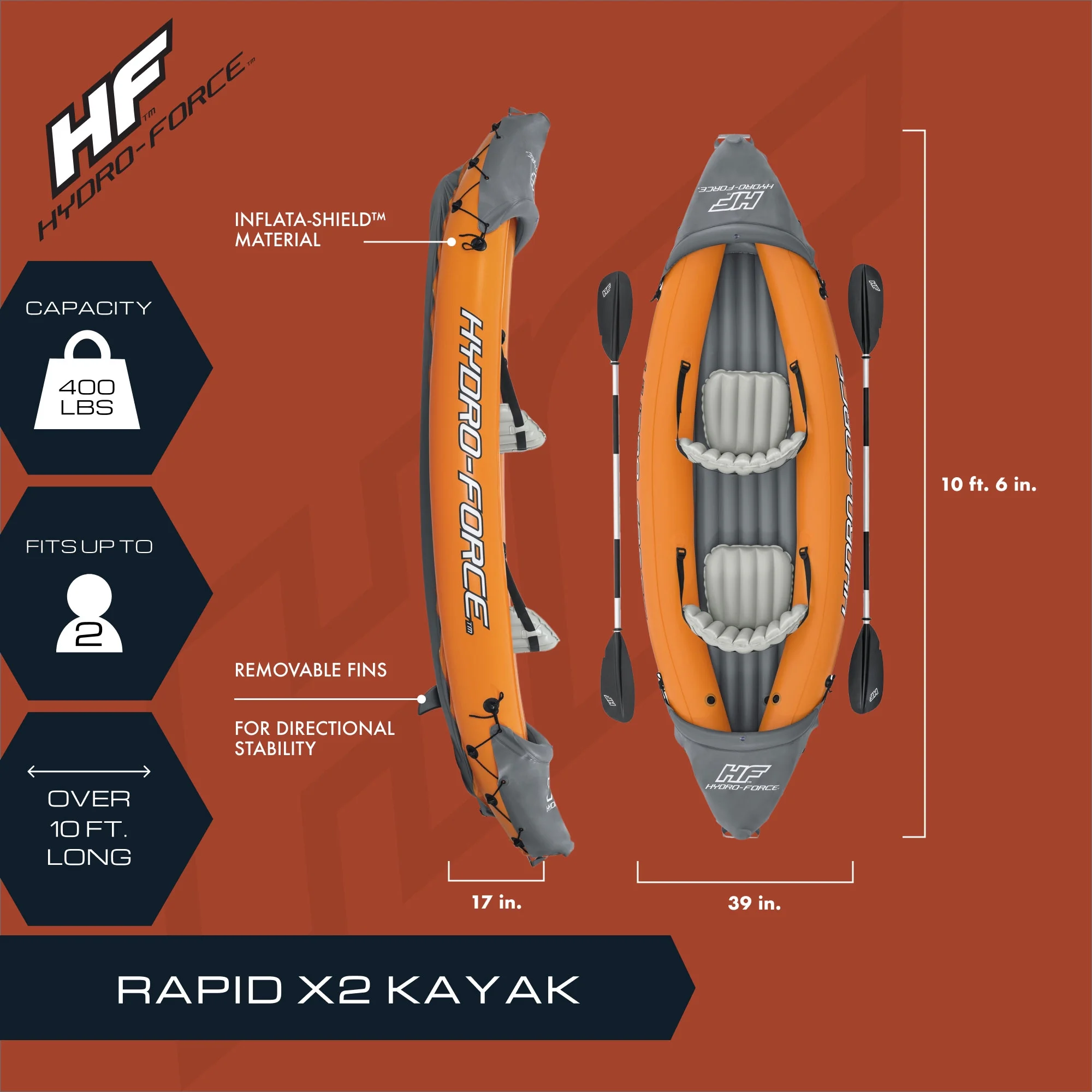 2025 Bestway Hydro Force Lite Rapid X2 Opblaasbare Kayak voor Buitensporten
