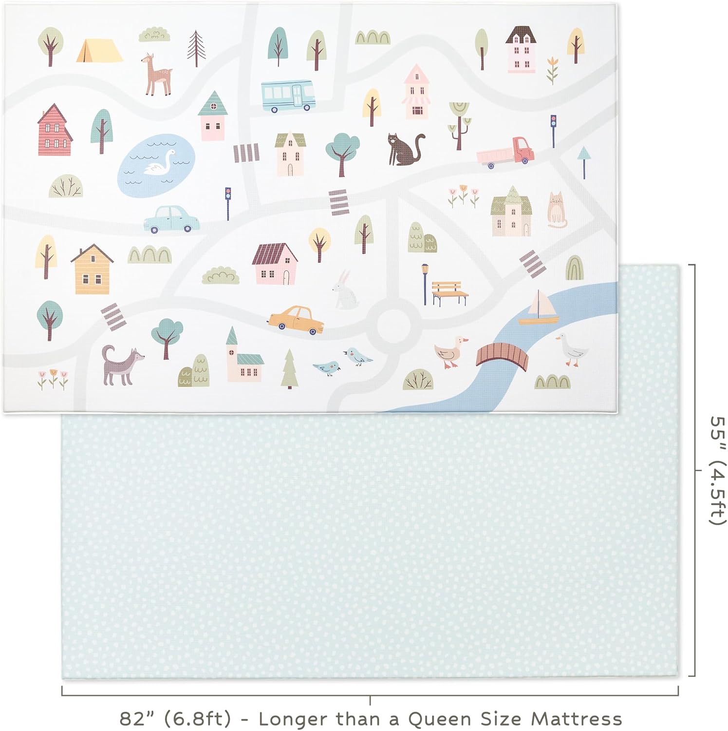 Reversible Play Mat 82�� x 55�� - for Infants, Babies, Toddlers, Kids | Waterproof, Durable, Non-Toxic, Easy-to-Clean | Thick & Large Soft Foam Floor Mat for Gym, Nursery, Playroom