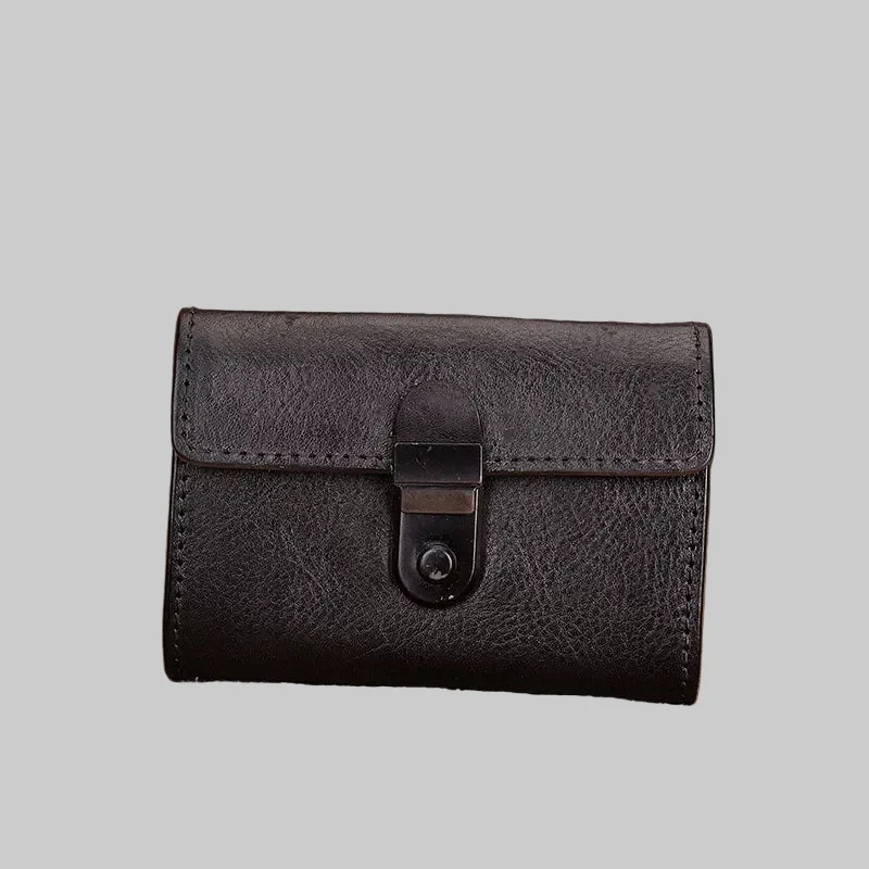 Small Leather Lockable Multi Slot Card Holder Wallet