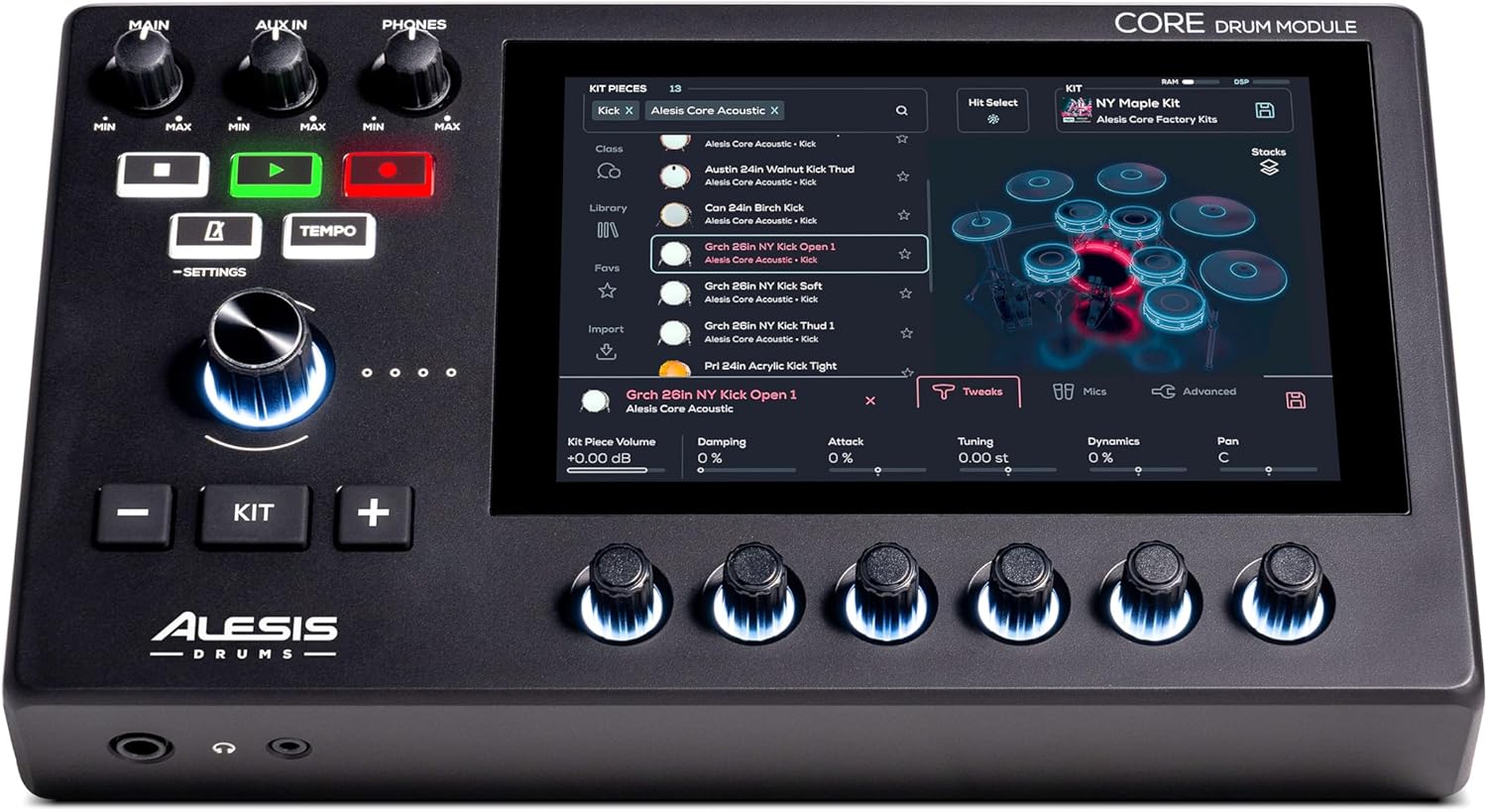 Alison Strata Prime Electronic Drum Set with Touch Screen Dual Area Grid Head