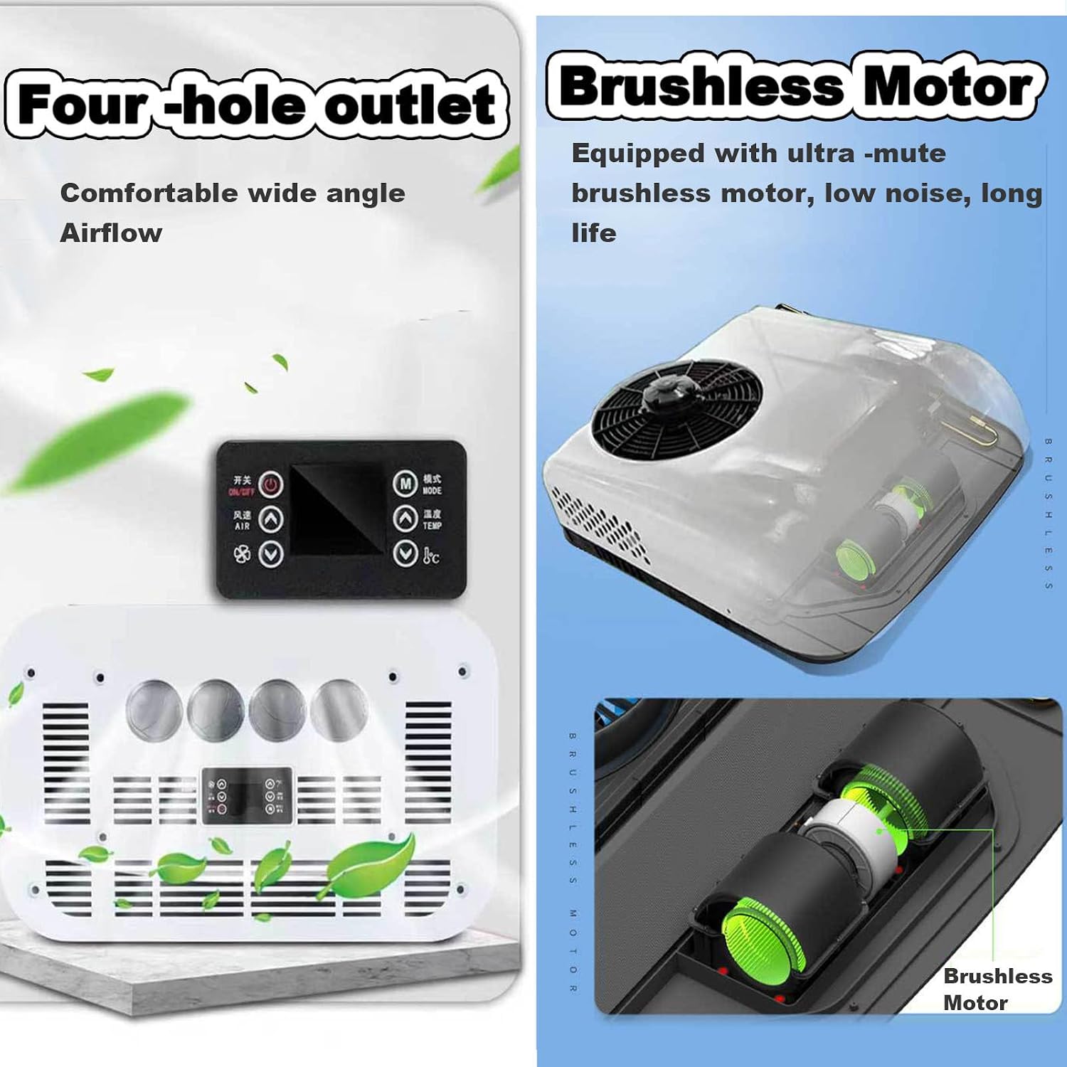 RV Rv Air Conditioner Air Conditioner, 12V/24V Rv Dach Klimaanlage Für LKW, Wohnmobile Und Wohnwagen, Effiziente Kühlung Für Komfortables Reisen In Anhänger Und Camper Vans,Weiß-12V