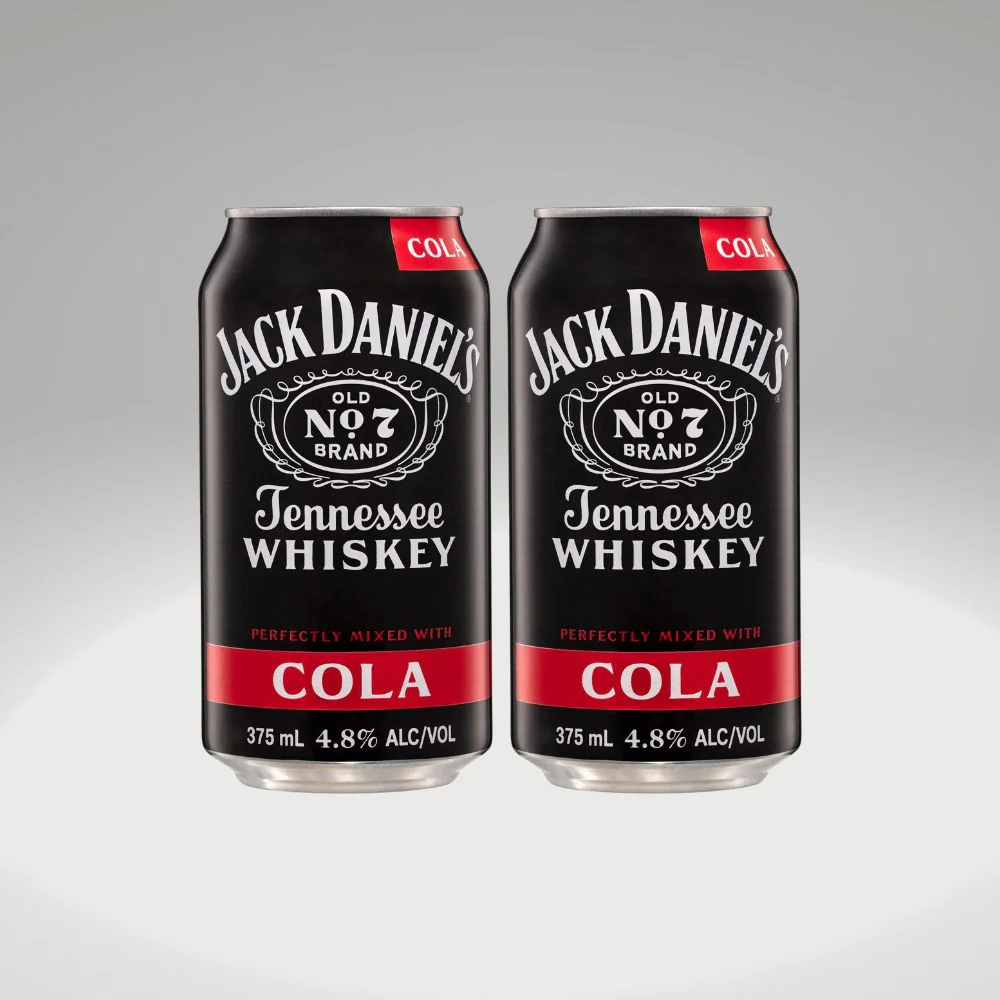 2 Jack Daniels Tennessee whiskey & cola 375ml