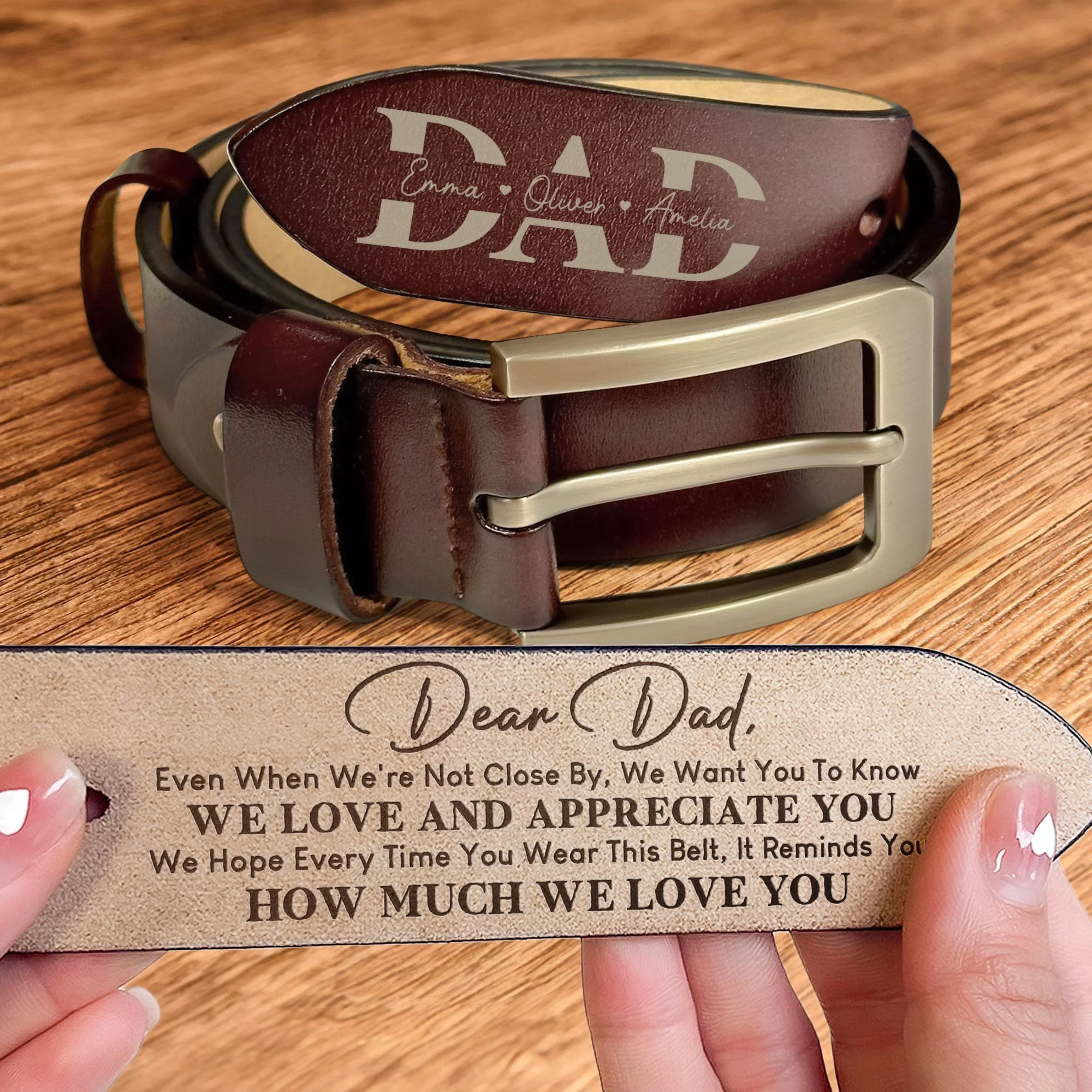 Vaderdagcadeau | BondBelt | Een gepersonaliseerde leren riem die hij elke dag met trots zal dragen