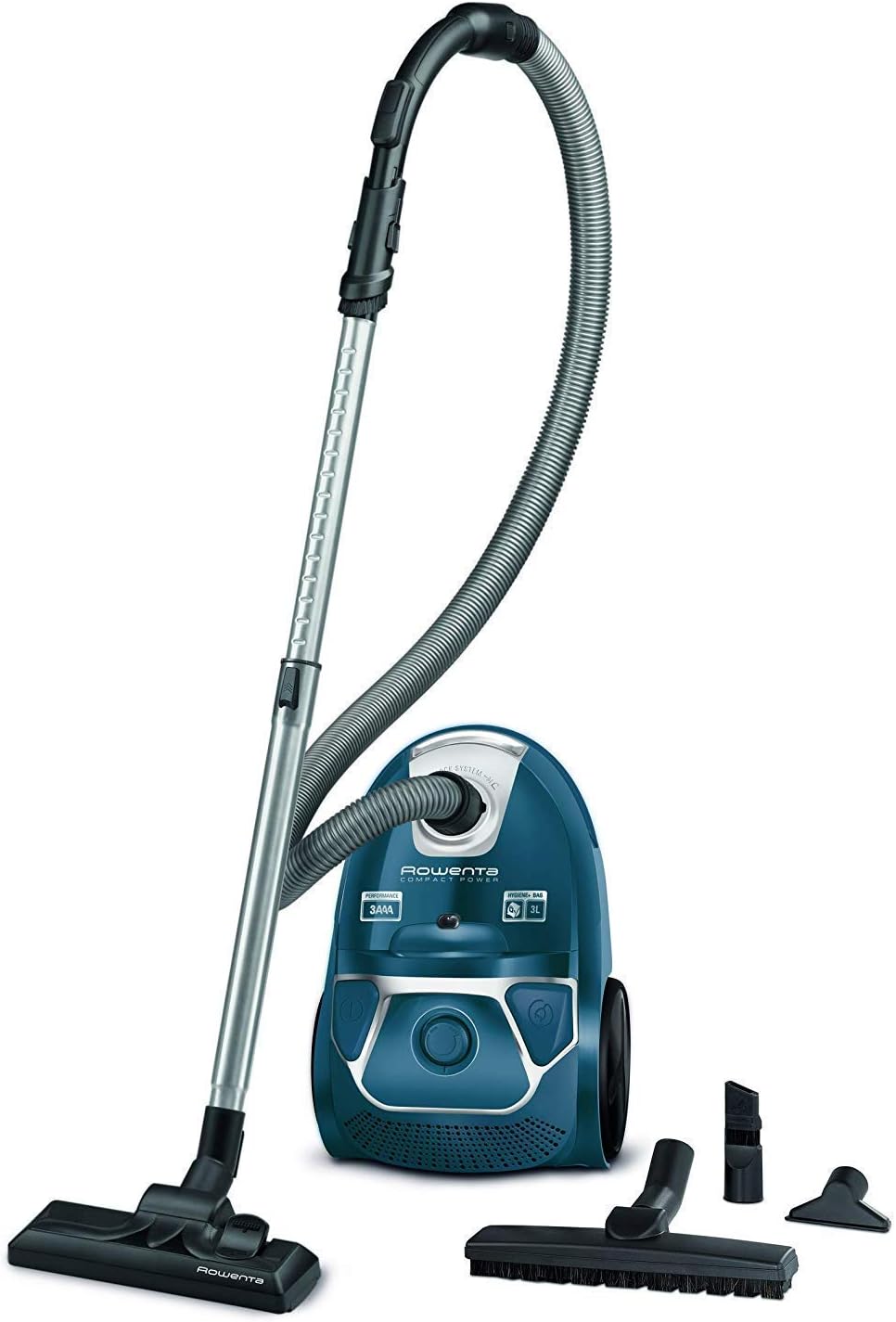 Rowenta RO3950 Staubsauger mit Beutel + 4er Pack Swirl R 39 Staubsaugerbeutel für Dauerhaft hohe Saugleistung, 3L Beutelvolumen, 750 W = 2000W, extrem leise, Hygienefilter, mit Parkettdüse