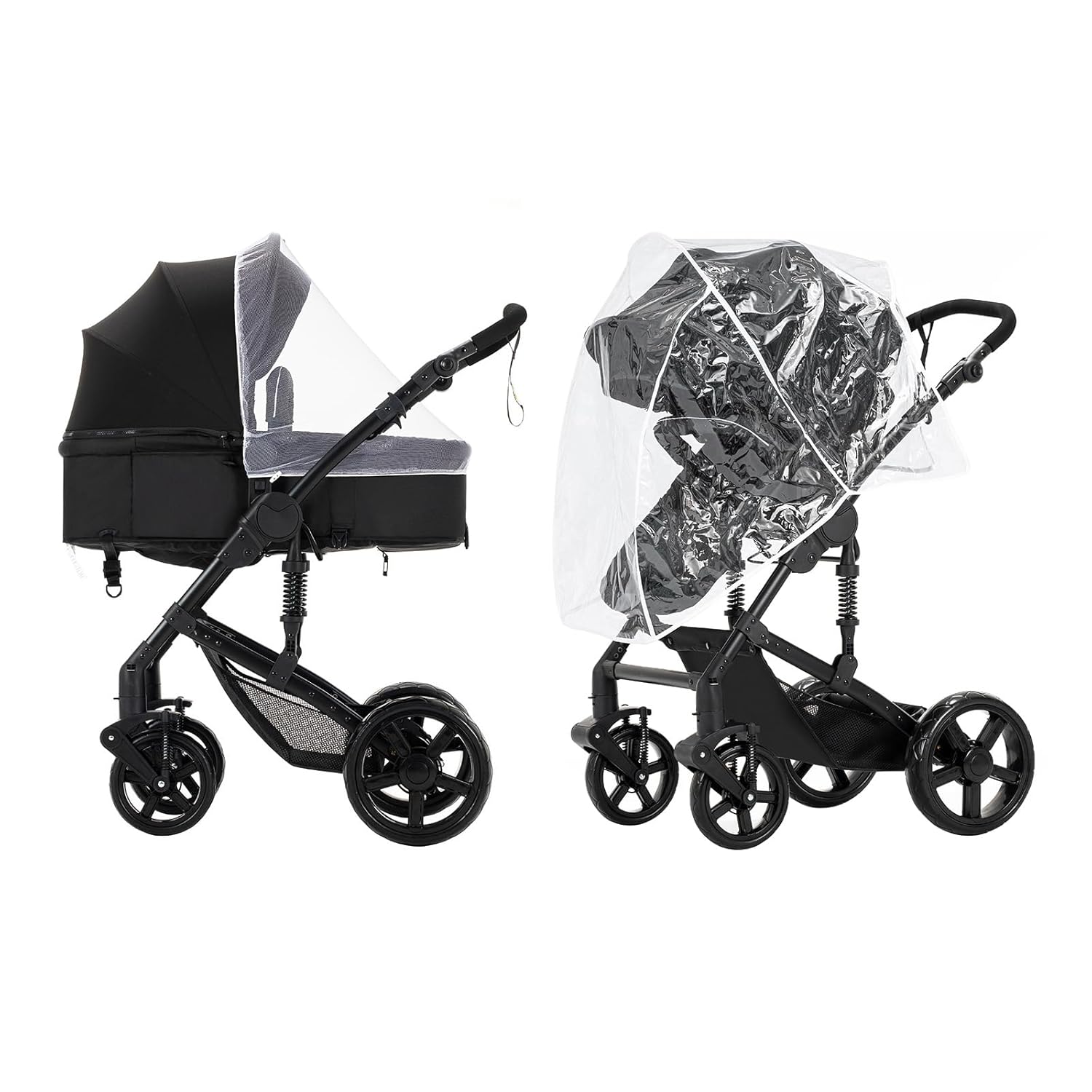 3 in 1 Kombikinderwagen 3 in 1 Reisesysteme Kinderwagen Infant Hochlandschaft Liegender Buggy Kinderwagen Neugeborenen Kinderwagen Faltbarer Standardkinderwagen (906 White)