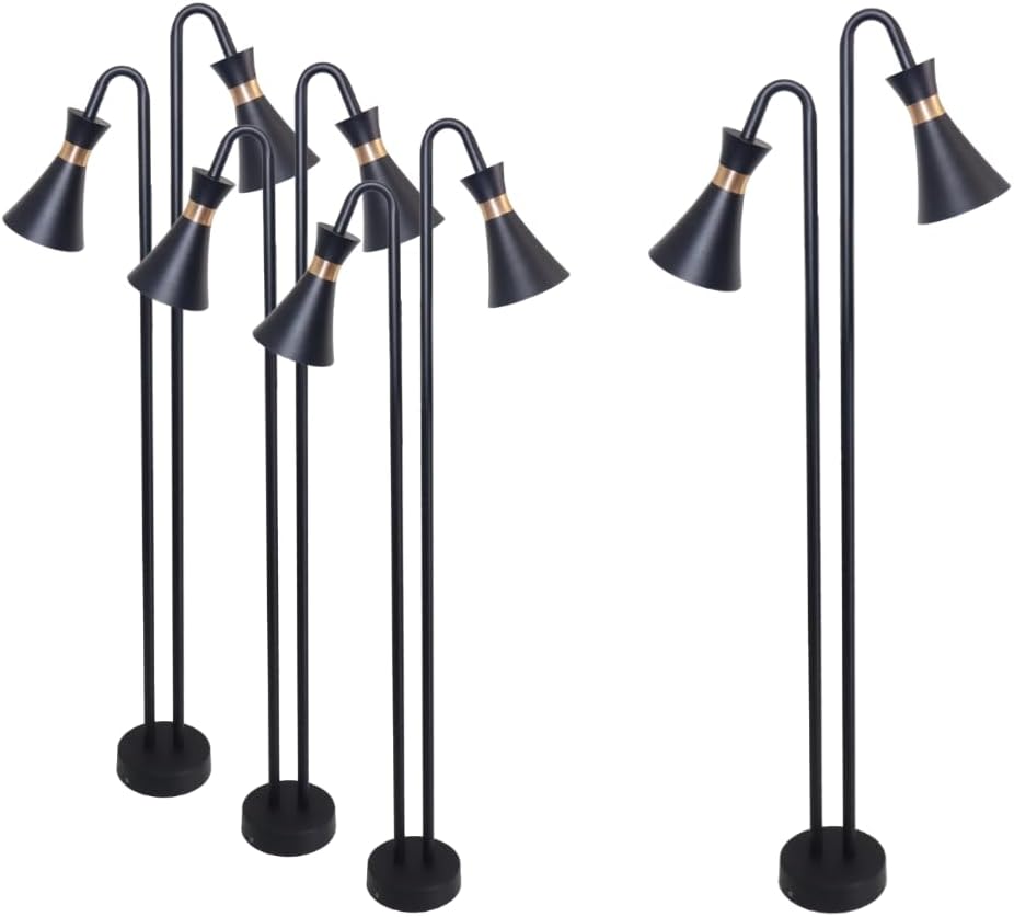 LUXULA 4er Set 2-flammige Wegeleuchte Außen mit Bodenplatte und Erdspieß, GU10 Fassung, Aluminium, 76,5cm Höhe - LED Außenleuchte IP54 Stehleuchte Garten Terrasse
