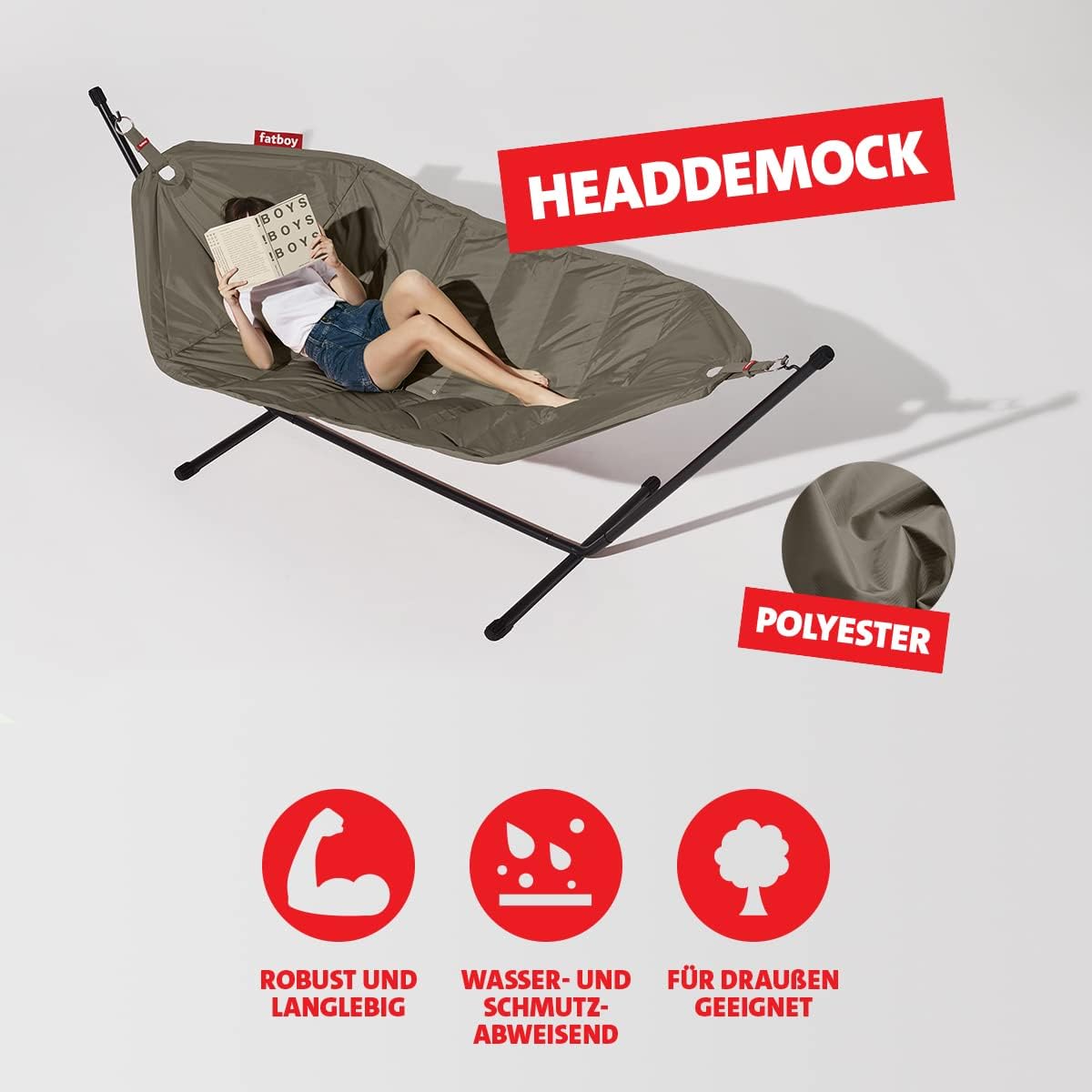 Fatboy 9001017 headdemock Hängematte, taupe -schwarz rack