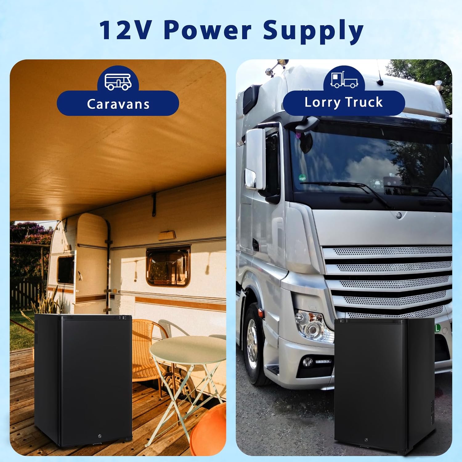Smad Frigo 12V, Frigo Camping Car 12V 220V, Réfrigérateur Silencieux avec Serrure, pour Voiture Caravane Van Fourgon Chambre Bureau Hôtel Gîte, 50L, Noir