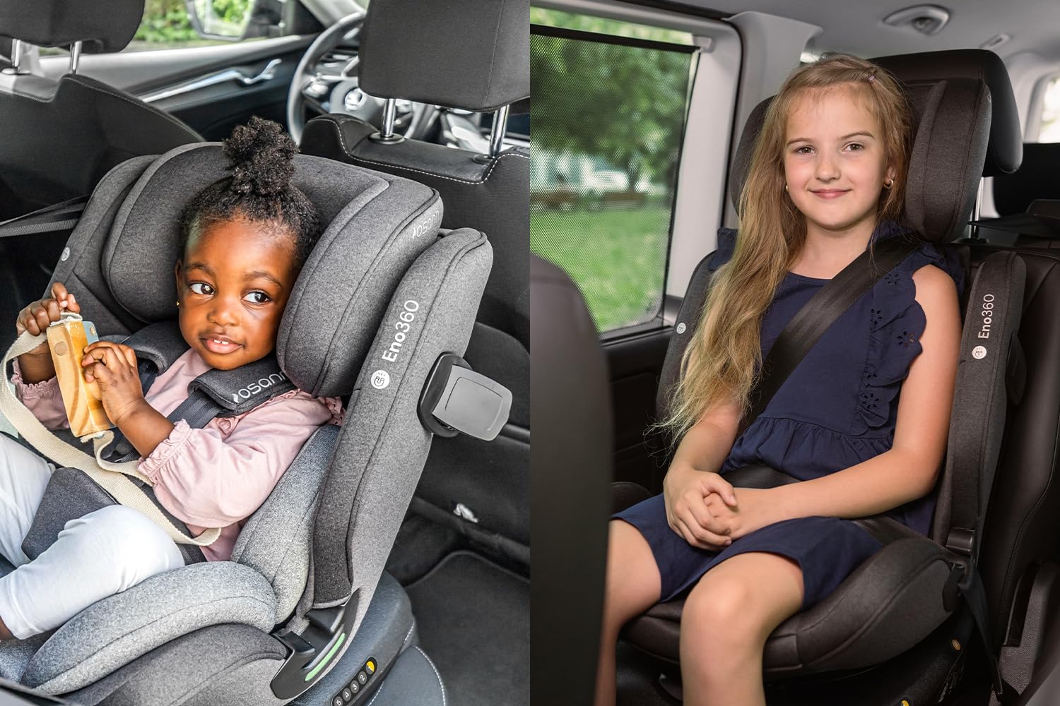Osann Eno360 i-Size, drehbarer Kindersitz 40-150 cm, Reboarder mit Isofix, Baby Autositz – All Black