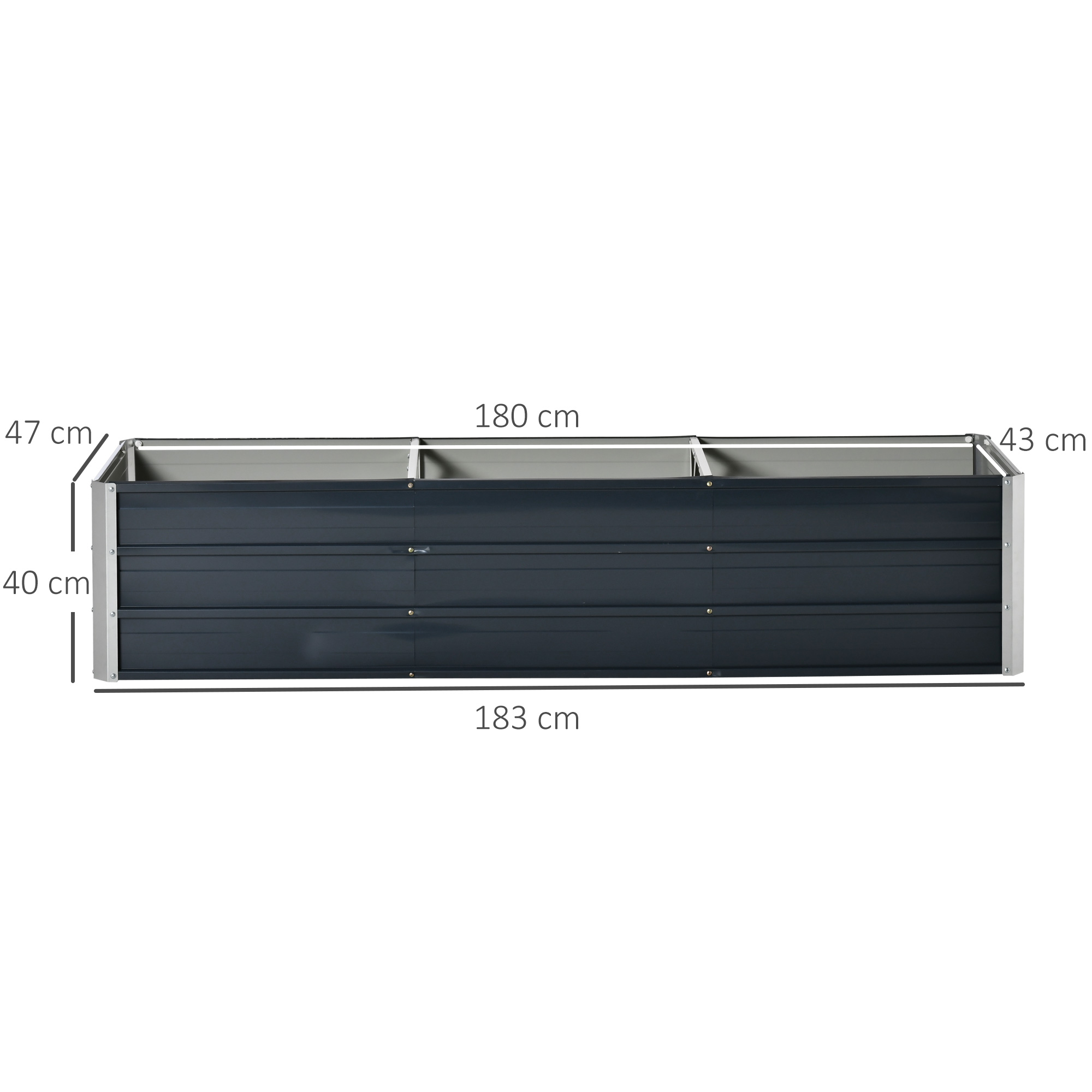 Outsunny verhoogd bed van staal tuinbed plantenbak bloembak bloempot met handschoenen donkergrijs 183 x 47 x 40 cm