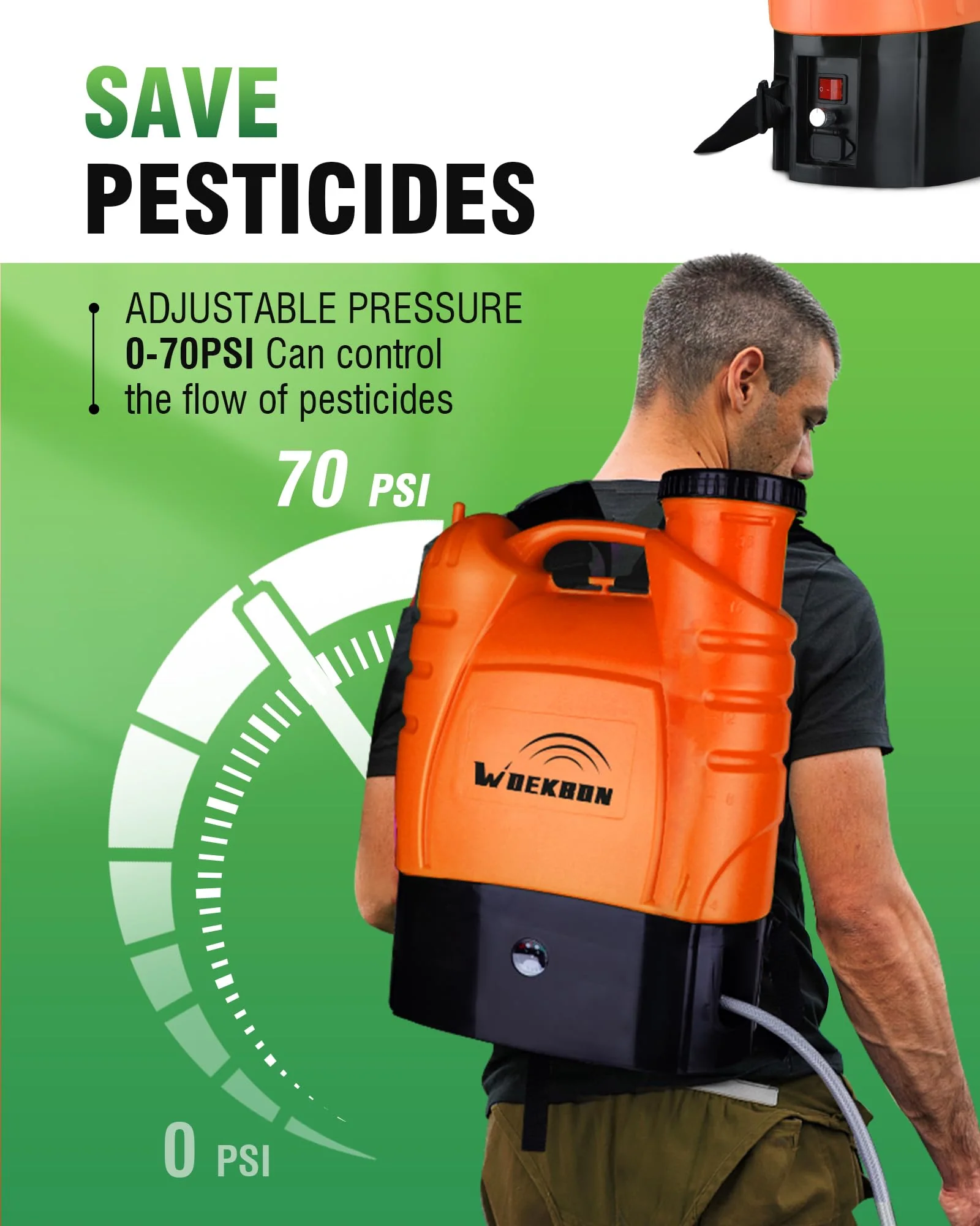 WOEKBON 4 Gallon Electric Garden Pump Sprayer