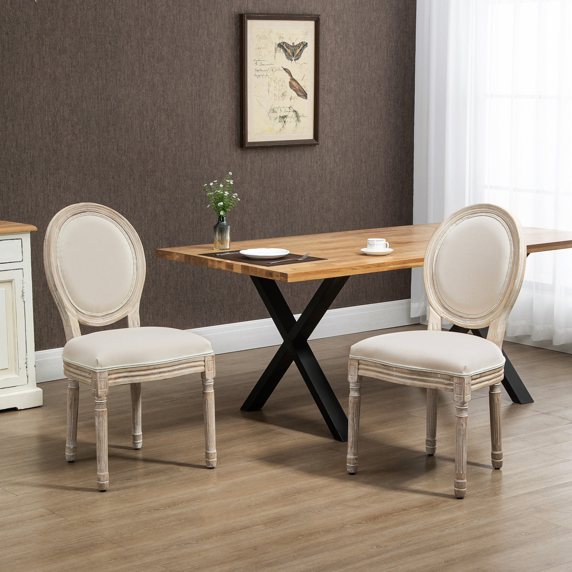 set van 2 eetkamerstoelen 49 cm x 56 cm x 96 cm