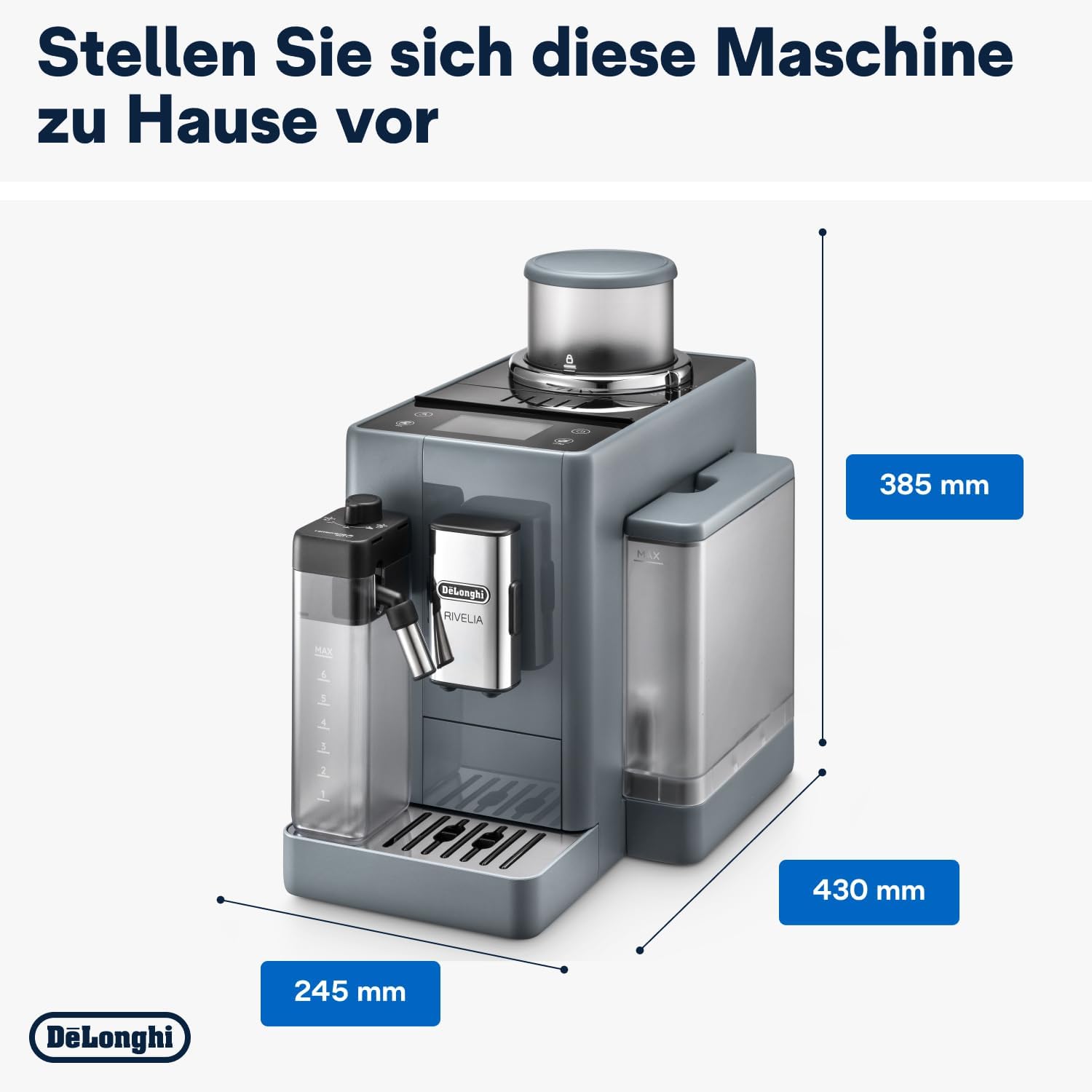 De'Longhi Rivelia EXAM440.55.W Kaffeevollautomat mit LatteCrema Milchsystem, Wechselbarer Bohnenbehälter, 16 Kaffee- & Milchgetränke auf Knopfdruck, Extra-Shot-Funktion, 3,5 Touch-Display, Weiß
