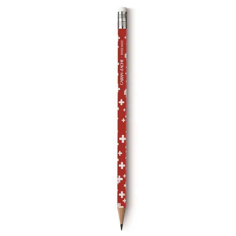 Caran d'Ache 342 Essential Swiss 'HB' Pencil with Eraser Red