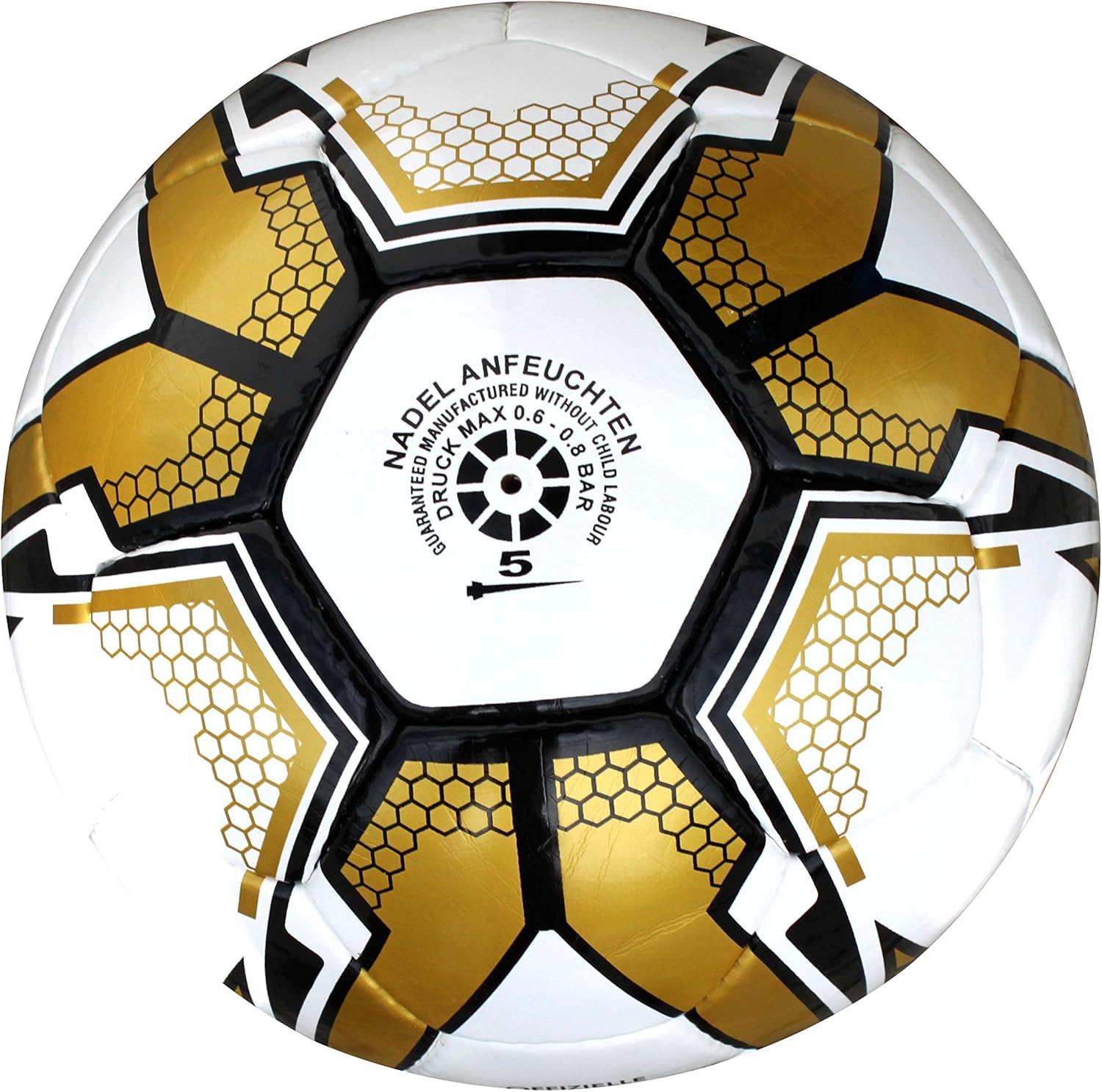 Lisaro 10 Fußbälle / 10er Ballpaket Trainingsball Gr. 5 weiß/Gold + Gratis Ball-Netz