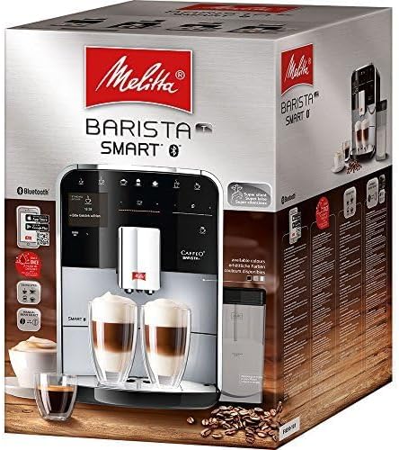 Melitta Barista T Smart - Kaffeevollautomat mit Milchsystem, Kaffeemaschine mit Mahlwerk, für z. B. Cappuccino oder Espresso, App Steuerung möglich, schwarz/silber