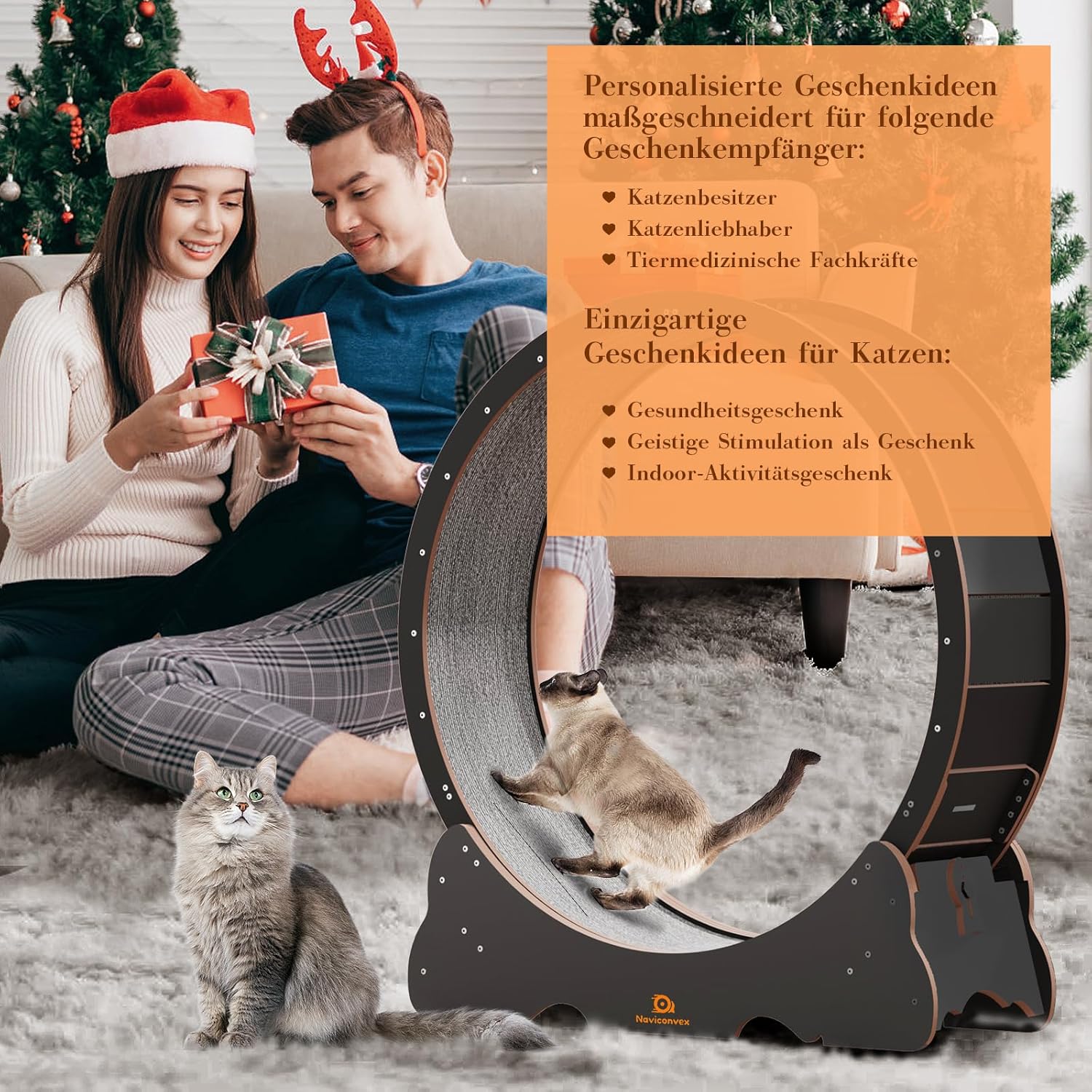 Naviconvex Katzenlaufrad laufrad Katze Laufen Laufrad Katze Laufen Super Leise Katzen Laufrad Laufrad für Katzen Laufrad Katze Katzenrad Katzenlaufrad XL Holzfarbe
