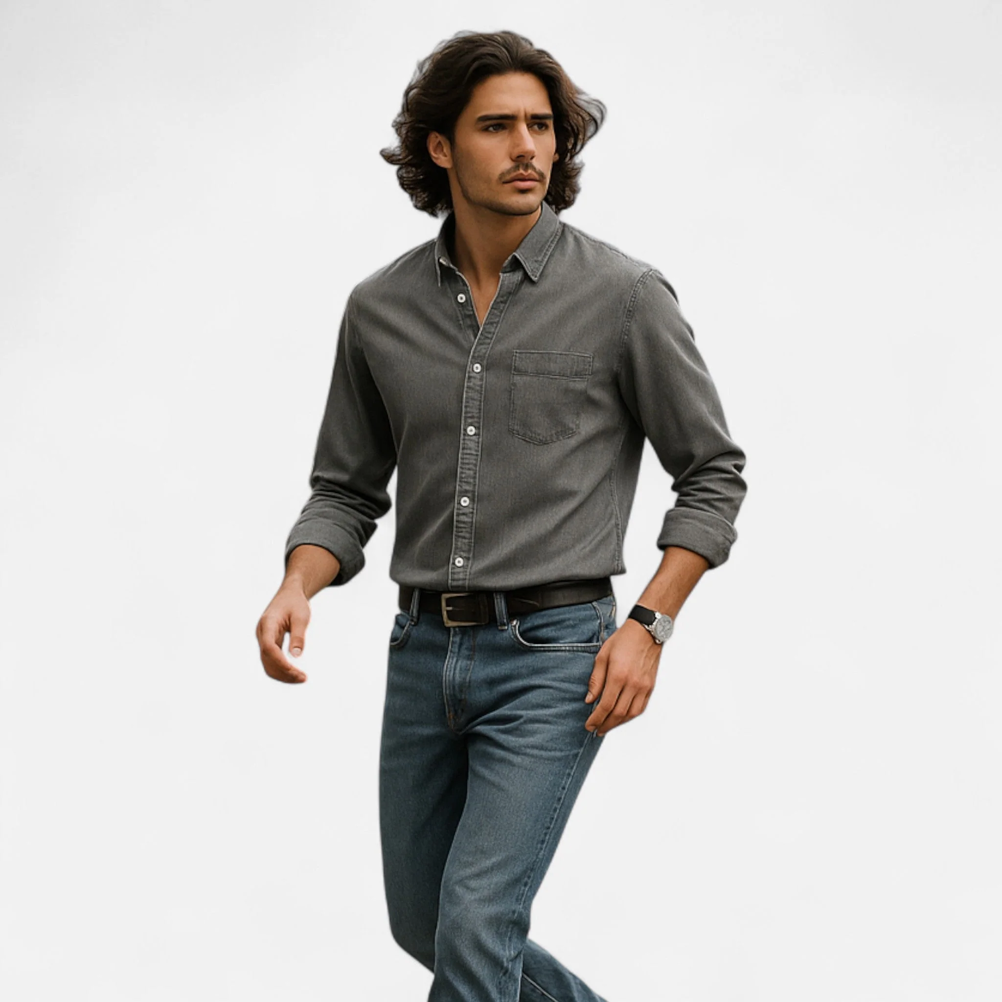 Klassisches Herren-Jeanshemd aus Premium-Baumwolle