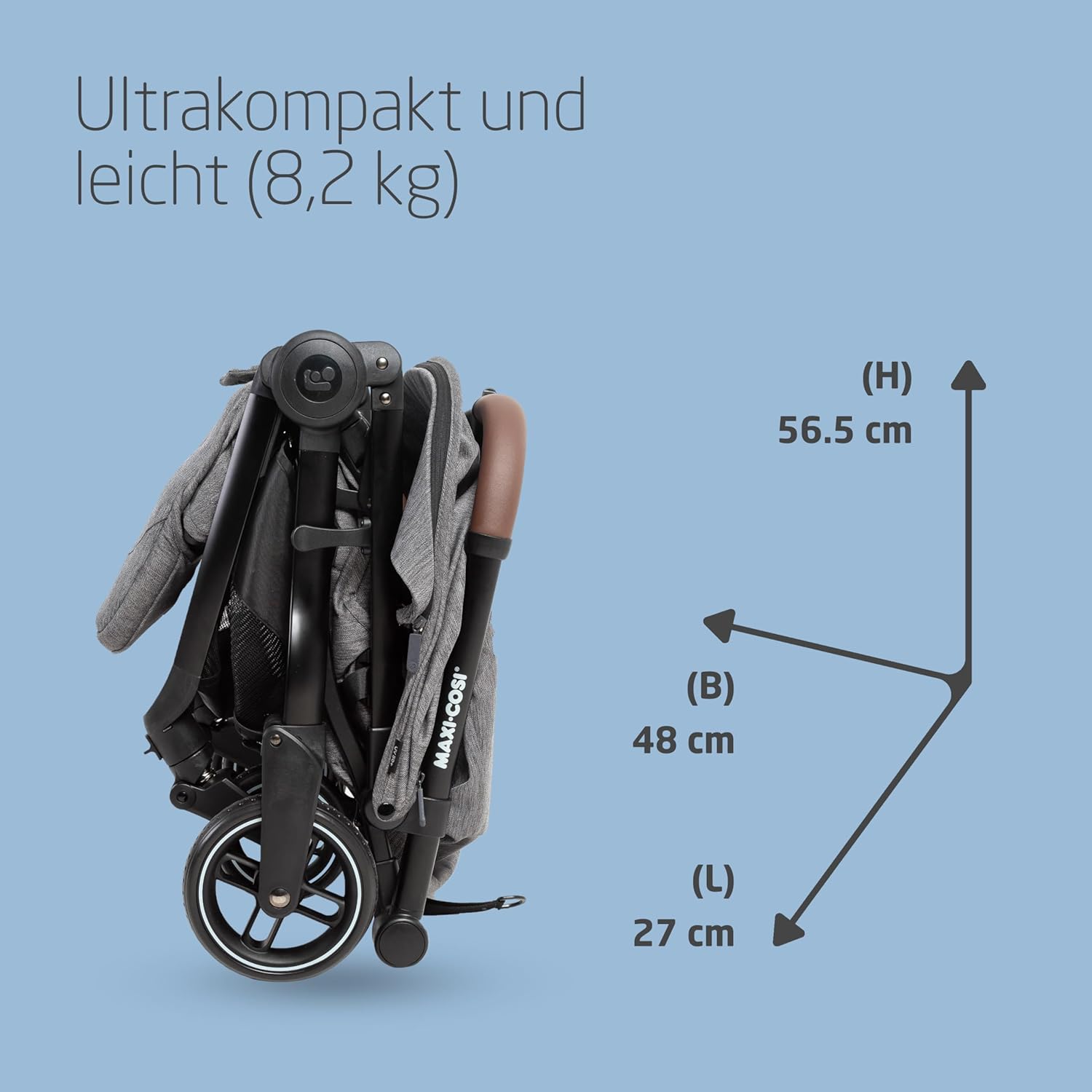 Maxi-Cosi Lara2 Baby Kinderwagen, 0–4 Jahre, 0–22 kg, federleichter, kompakter Buggy, 3 Liegepositionen, flache Liegeposition, klein zusammenklappbar, Schultergurt, Essential Graphite