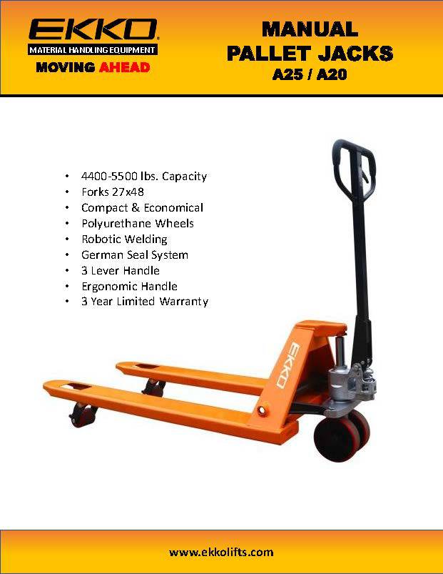 2025 Handpalletwagen EKKO A25 ?C Capaciteit 5500 lbs