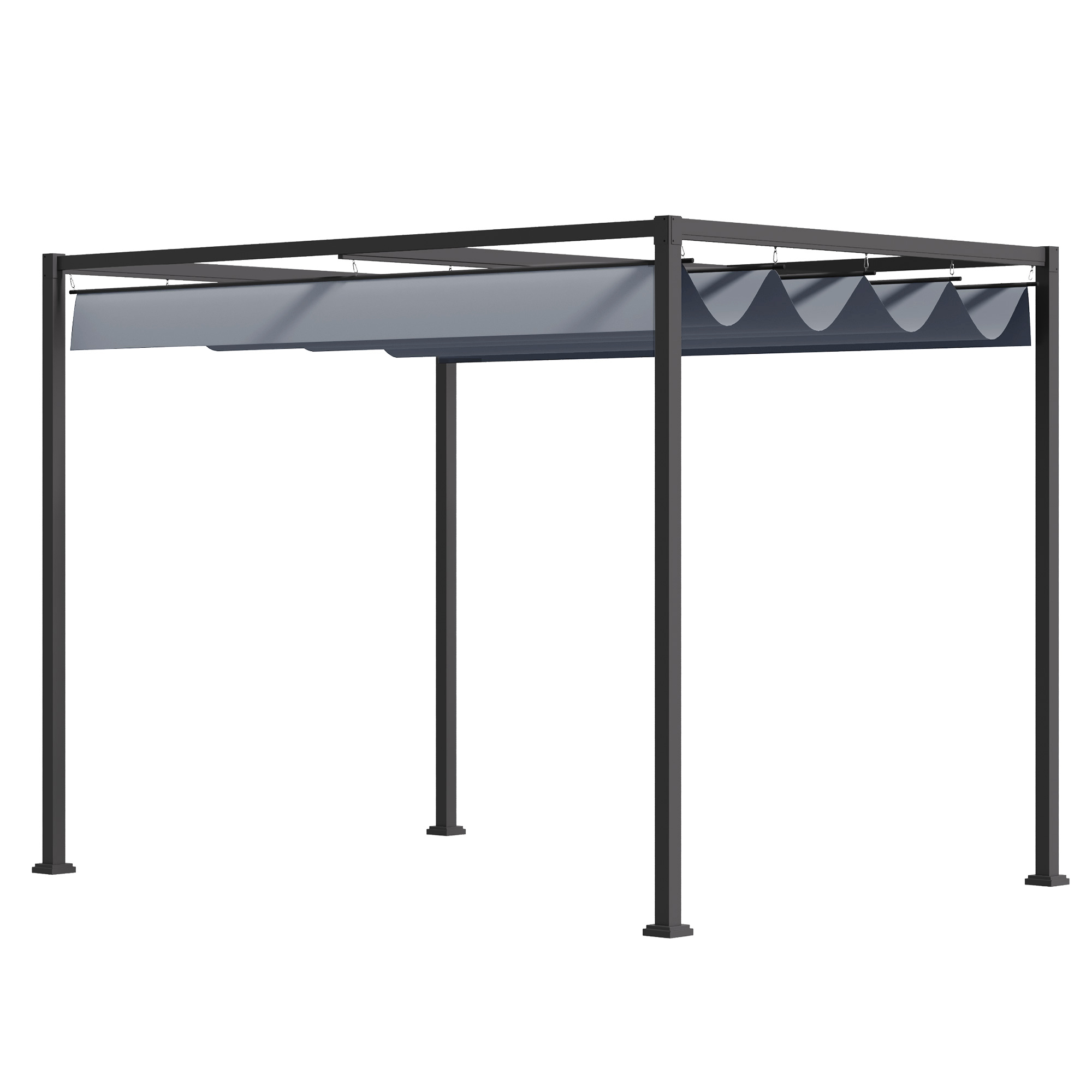 Pergola, Robuuste Zonwering voor Tuin, Balkon, Terras, van Metaal en Kunststof, UV- en Waterbestendig, Donkergrijs