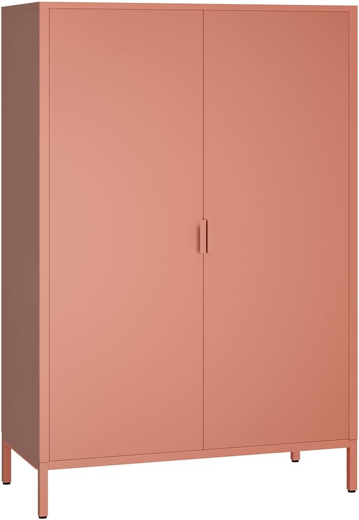 skølm Ituri Metall Kommode – Metallschrank mit 3 verstellbaren Fächern – Sideboard Wohnzimmer Terrakotta – Aufbewahrungsschrank aus Stahl – Highboard im Industrial Design – Büroschrank/Flurschrank