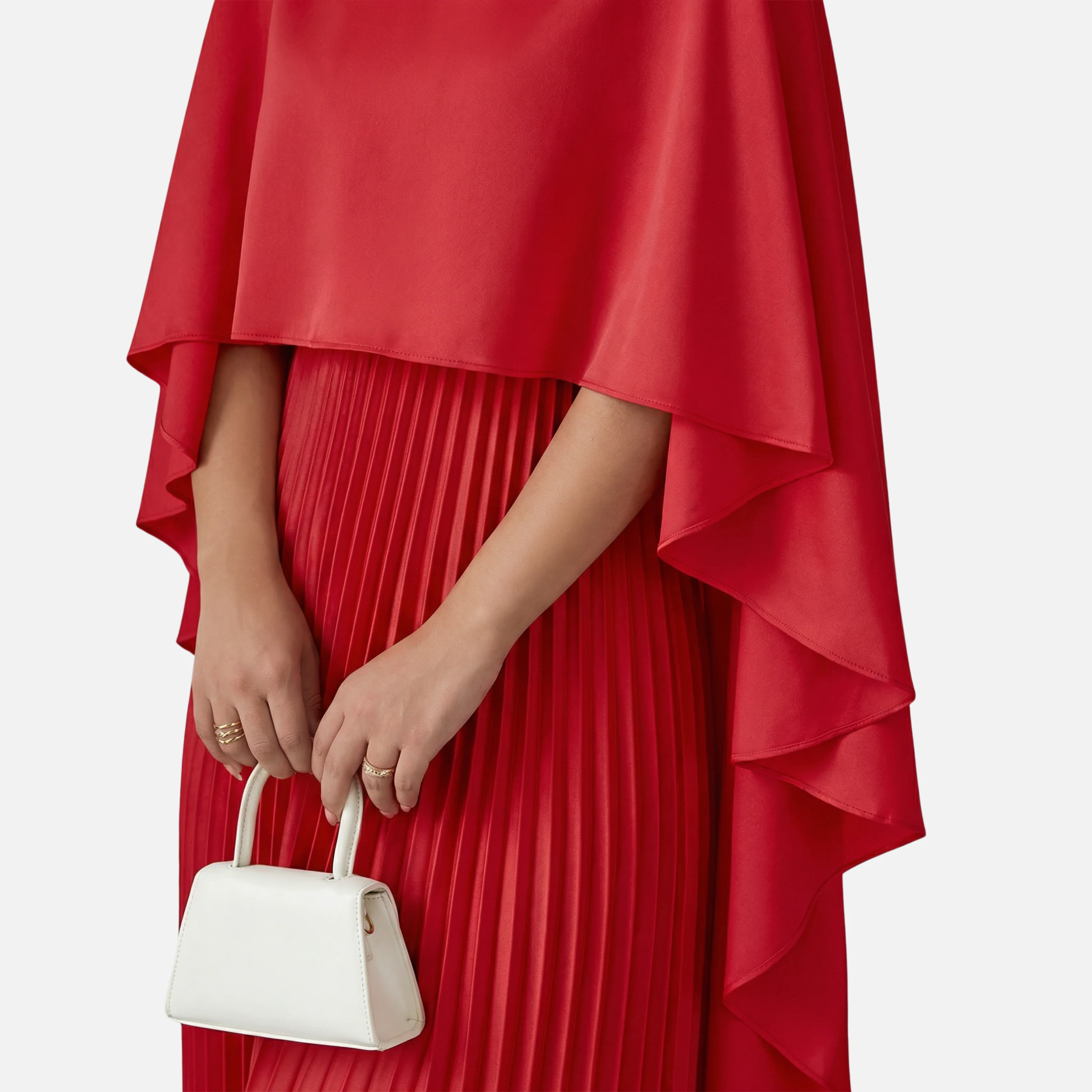 Plissiertes Chiffon-Maxikleid mit Cape-Overlay f��r Damen