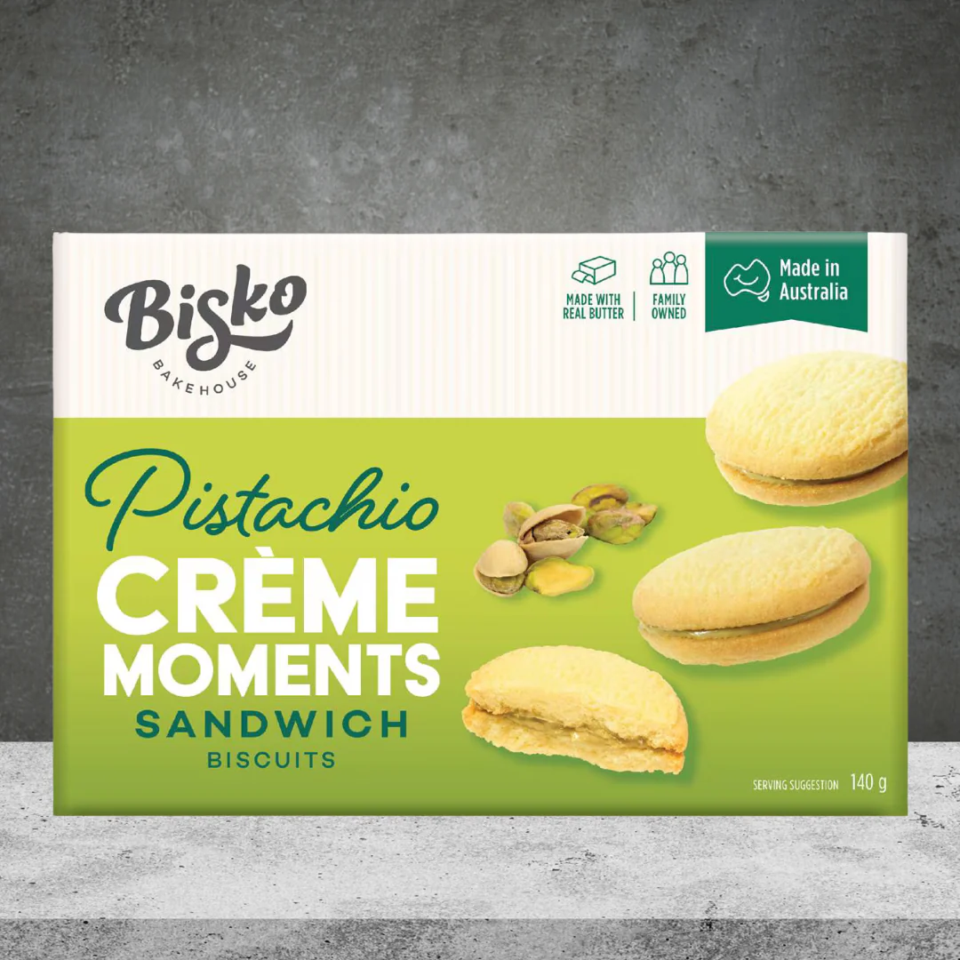 Bisko Pistachio Cr��me Sandwich Biscuits 140g