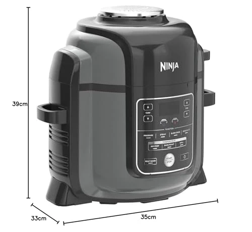 2025 Ninja Foodi Multikookpan OP350UK, 9-in-1, 6 L, elektrische snelkookpan en airfryer, geborsteld staal en zwart