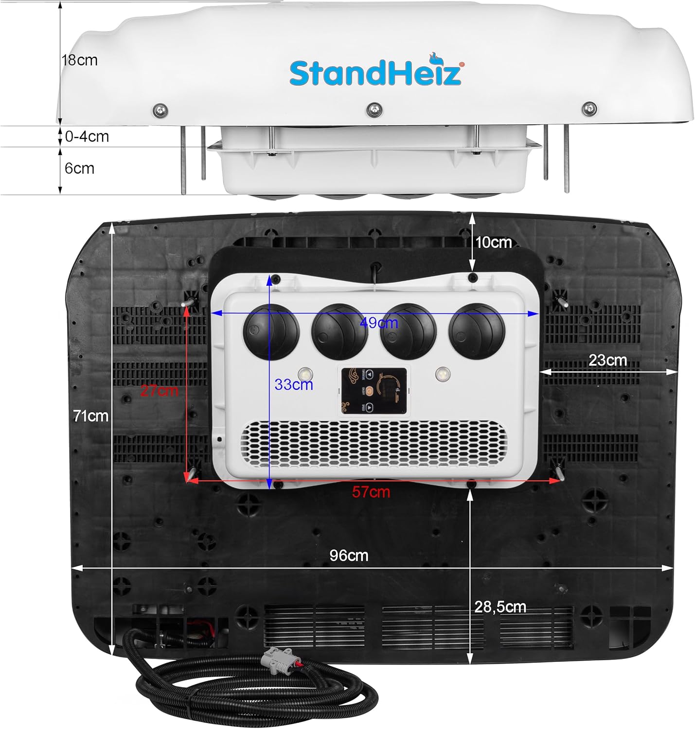 Dach-Klimaanlage Standklimaanlage 12V StandHeiz für Wohnmobil Camper Van | Elektrische 12V Parkplatz Klimaanlage zur Dachmontage | Leise Fahrzeug Klimaanlage mit Fernbedienung