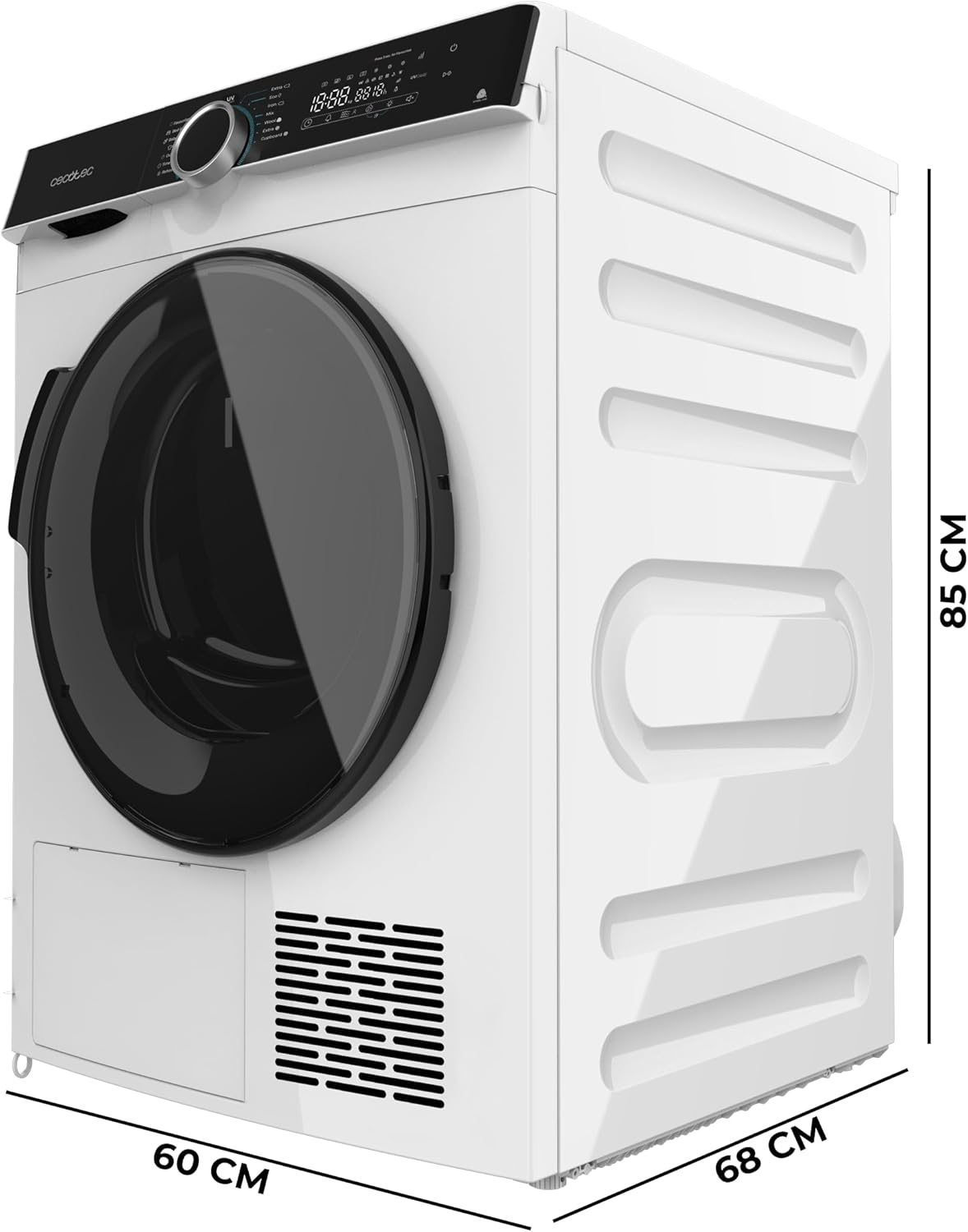 Cecotec Secadora de Ropa Bomba de Calor 10kg Bolero Dresscode Dry 10505 Inverter. Clase Equivalente A+++, 14 Programas, Funciones como UV Care, Planchado Fácil, Certificación Woolmark, Blanca