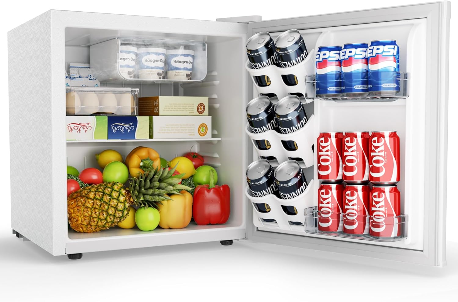 EUHOMY Mini Kühlschrank, 46L Kühlschrank klein, kleiner Kühlschrank mit umkehrbarer Tür, 7-Stufen Thermostat, 38dB Ultra-Leise, Energieeffizienter Kompaktkühlschrank für Schlafzimmer, Büro