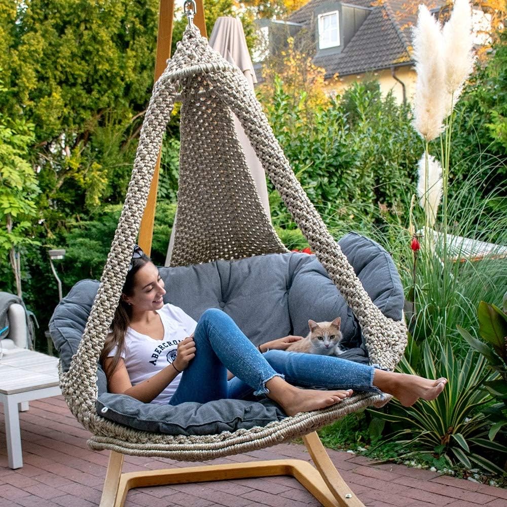 Lola Hängesofa Nido XL Champagne wetterfest mit Kissen Anthracite - Kollektion 2019