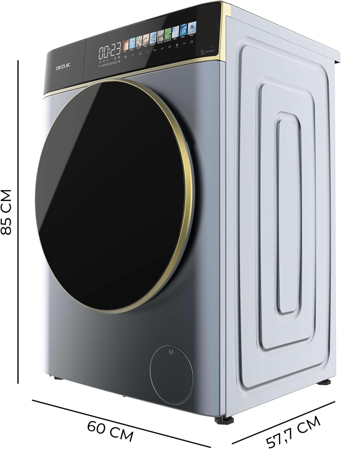 Cecotec Waschmaschine 9 kg Frontlader Bolero DressCode 9900 Inverter FullColor Ice Blue A. Blau-Finish, 1400 U/min, 10,3