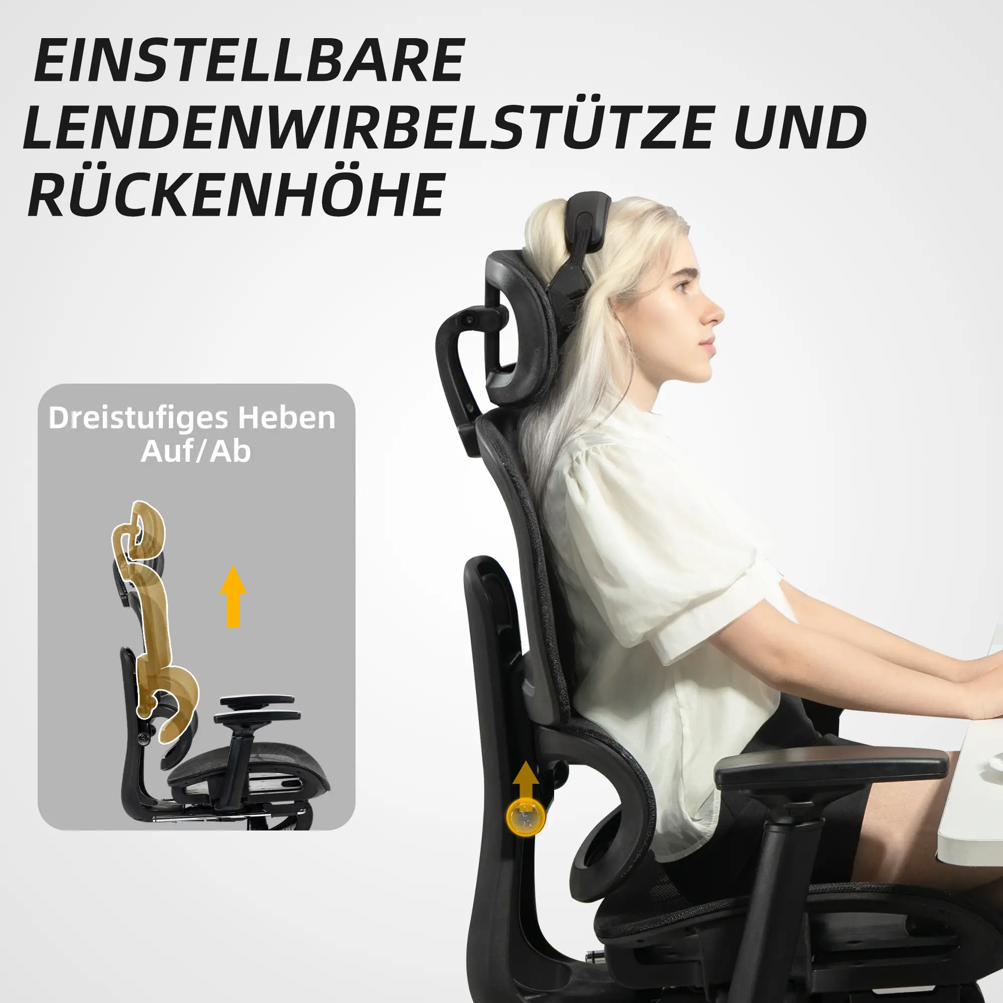 HOMCOM Bureaustoel ergonomisch verstelbaar met ligfunctie
