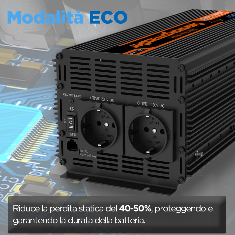 EDECOA Power Inverter 12v 220v Convertitore di Potenza Onda Pura 2000w con Telecomando Power Inverter Onda Pura (2000w Telecomando USB) : Amazon.it: Elettronica
