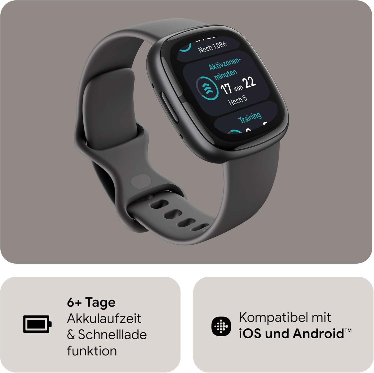 Google Fitbit Sense 2 – Smartwatch Damen / Herren – Fitnessuhr mit integriertem GPS und Telefonfunktion – Fitness-Tracking mit Stressmanagement, EKG und Schlafanalyse – kompatibel mit Android/iOS