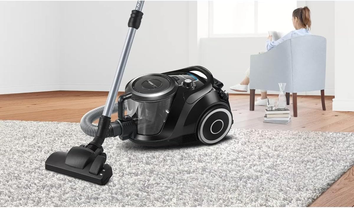 Bosch Staubsauger beutellos Serie 6 BGC41X36, Bodenstaubsauger, ideal für Allergiker, Hygiene-Filter, Bodendüse für Parkett, Teppich, Fliesen, Starke Saugleistung, leise, 700 W, blau