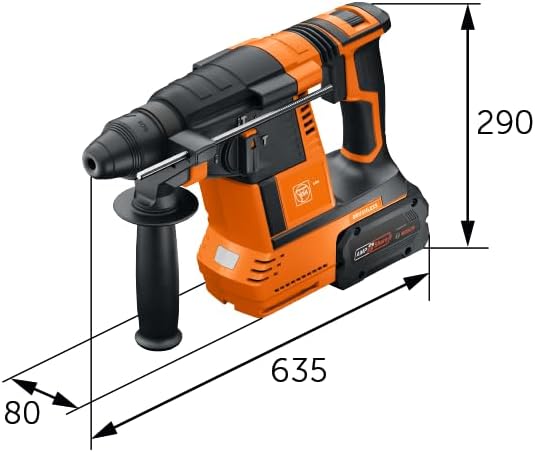 FEIN Akku-Bohrhammer ABH 18-26 AS Set 5Ah, Mit SDS plus und einer Schlagenergie von 2,6 Joule für das Bohren in Beton bis 26 mm, 2 Akkus 5 Ah und Ladegerät, Motor bürstenlos