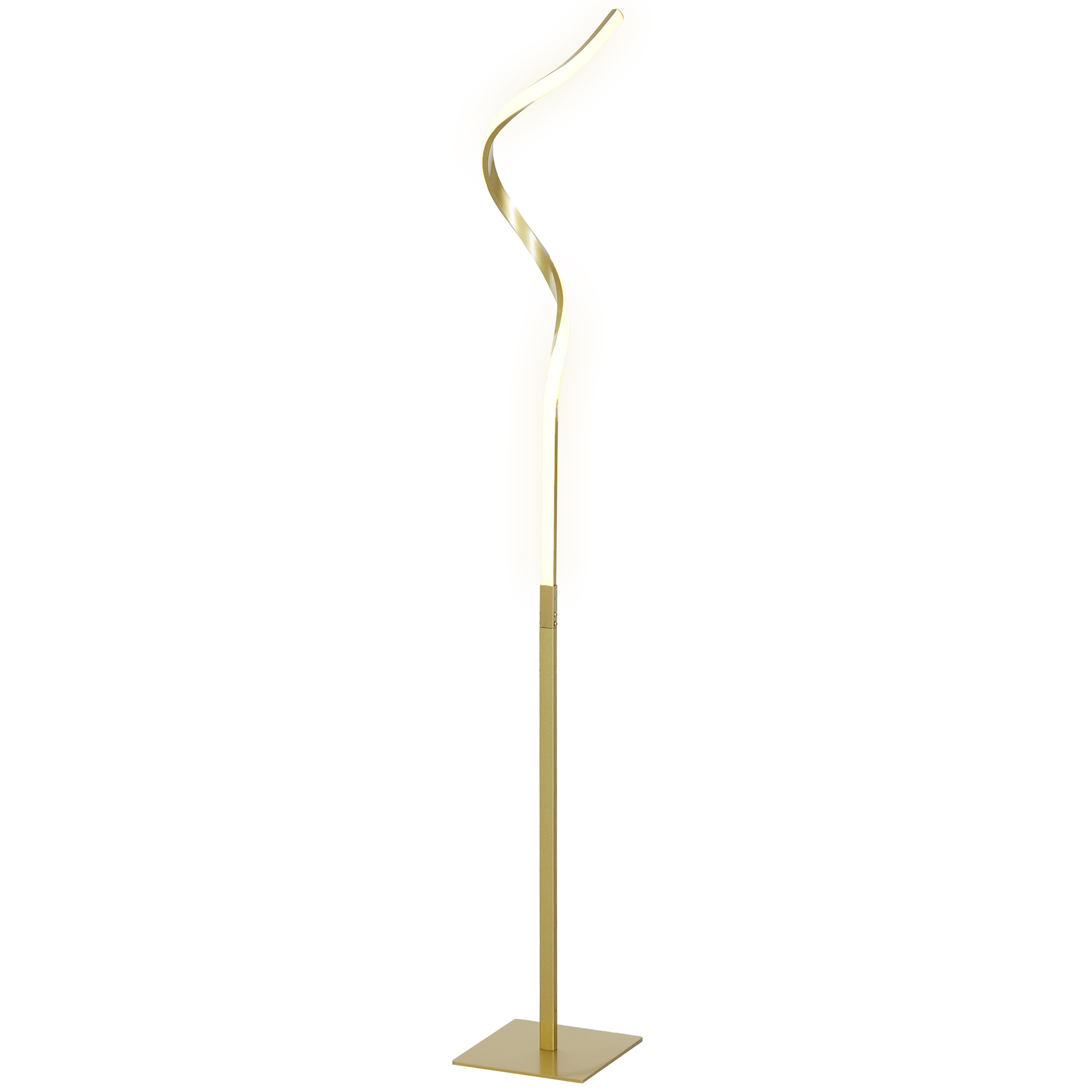 Spiraalvormige Staande Lamp, Voetschakelaar, 3 Helderheidsniveaus, 1,46 m, Goud