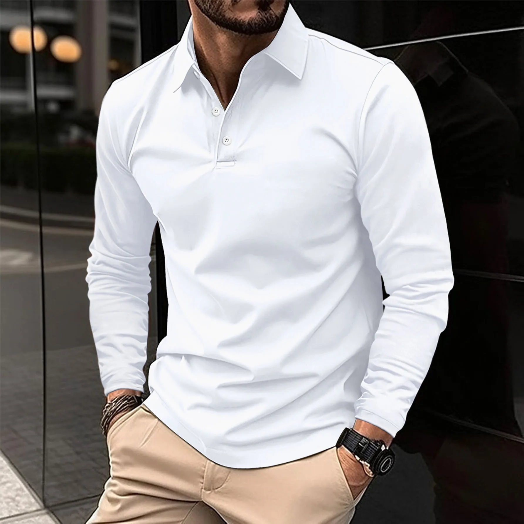 Scott | Herren Langarm-Polohemd mit elegantem Kragen