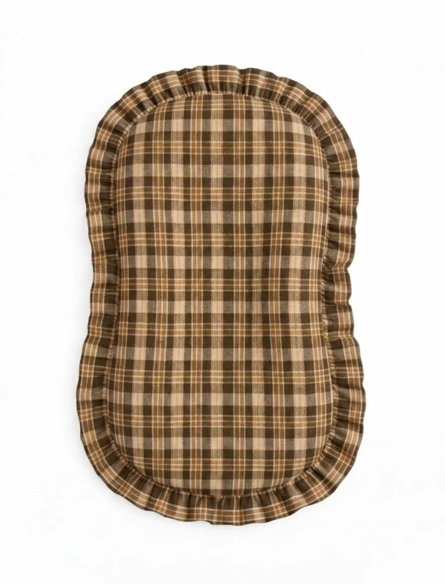 Brown Plaid Ruffle Baby Lounger Cover