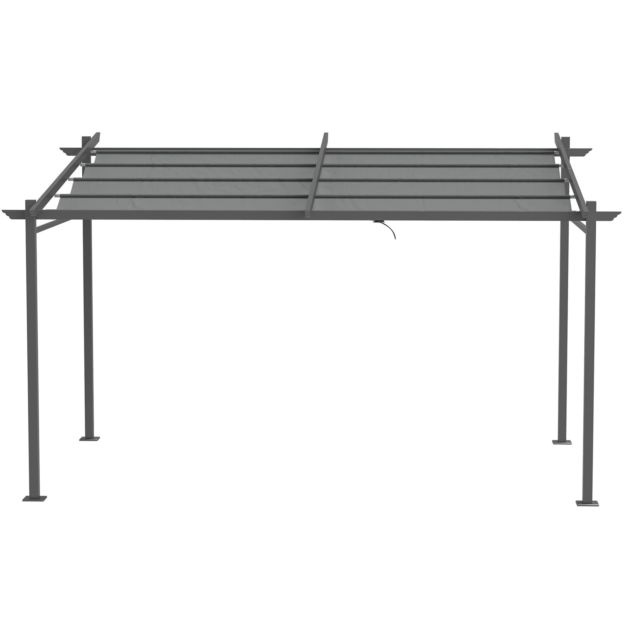 Pergola met Bevestigingsmaterialen, Intrekbaar Dak, 3,97m x 2,95m x 2,3m, Donkergrijs