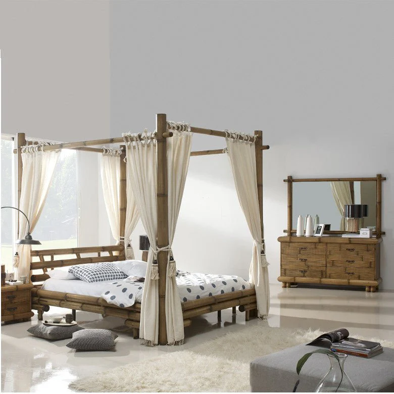 Himmelbett Bambus TABANAN 160 x 200 cm HonigAntik