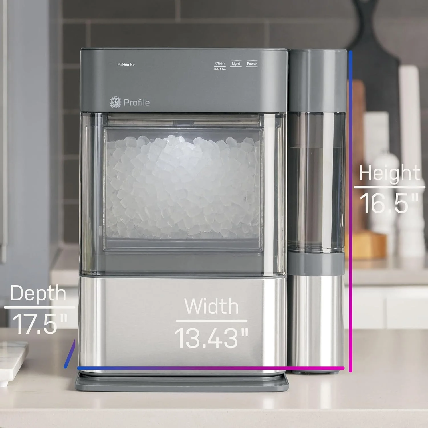 GE Profile Opal 2.0 with 0.75 Gallon Tank, Chewable Crunchable Countertop Nugget Ice Maker, Scoop included, 38 lbs in 24 hours, Pellet Ice Machine with WiFi & Smart Connected, Stainless Steel