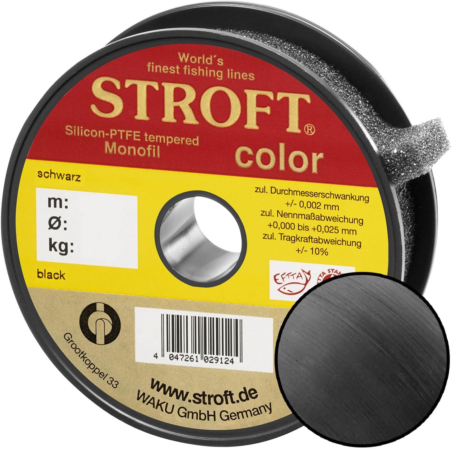 STROFT Color Monofile Angelschnur Schwarz Premium Polyamid Schnur, weich & geschmeidig, hohe Tragkraft & Knotentragkraft, gut sichtbar, ideal für Karpfenangeln, Winterangeln & Eisangeln