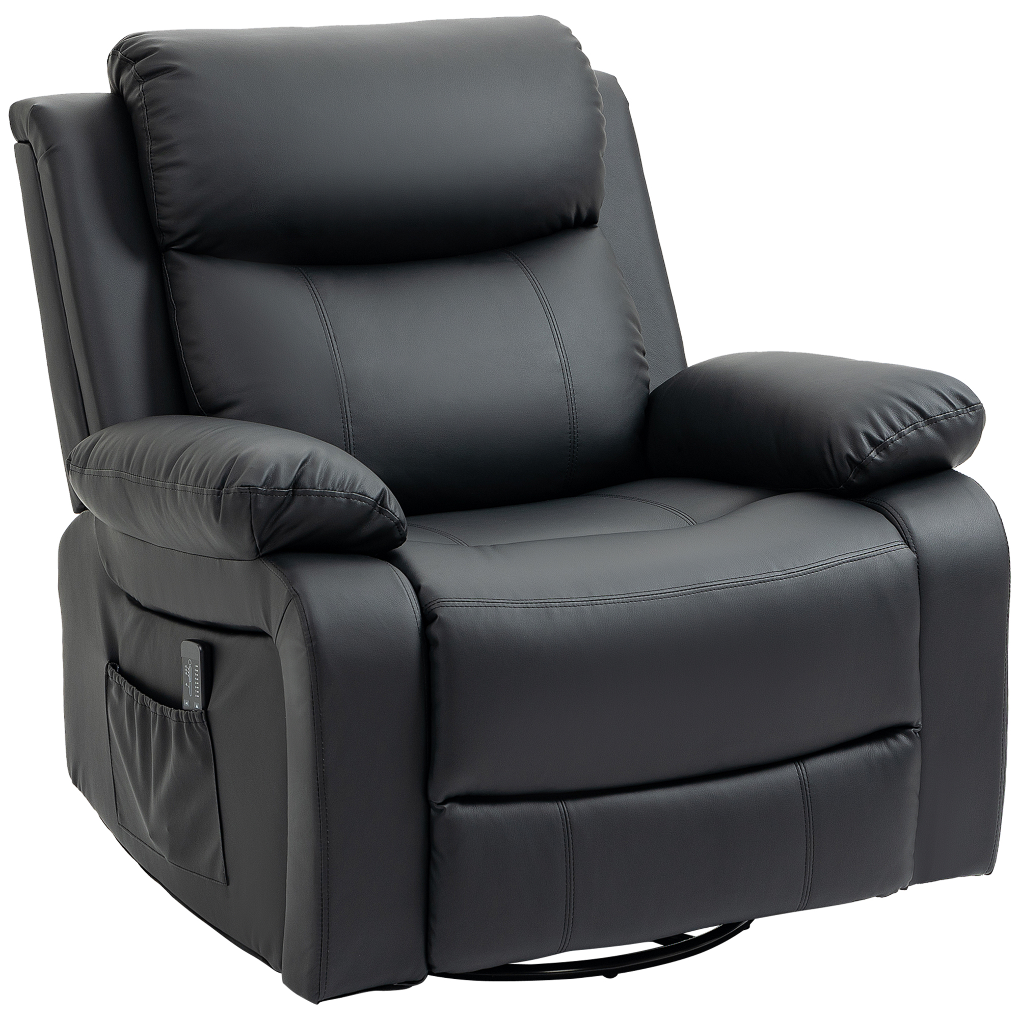 Massagestoel met 8 trillingskoppen, relaxfauteuil, verstelbare rugleuning en voetsteun, zwart