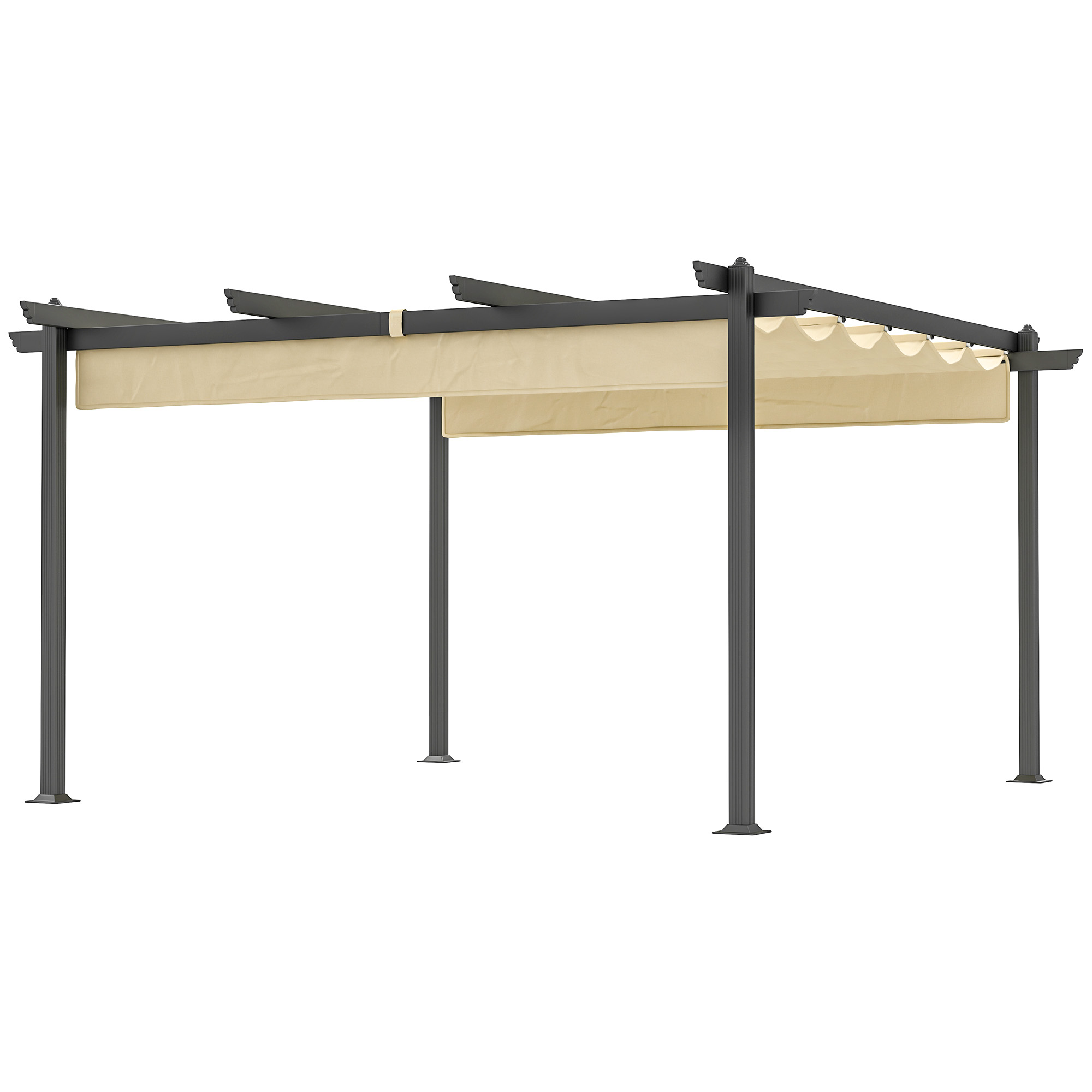 Verstelbare Tuin-Pergola, Paviljoen met Aluminium Frame, Buiten Baldakijn, voor Tuin, Balkon, Terras, Beige