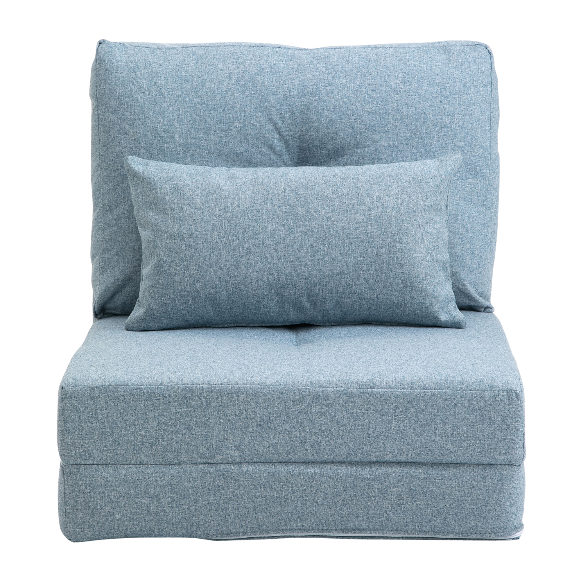Vloerstoel Opvouwbaar Matras Slaapmat, 2-in-1 design, afneembaar kussen, 60 x 80 x 56 cm, Hemelsblauw