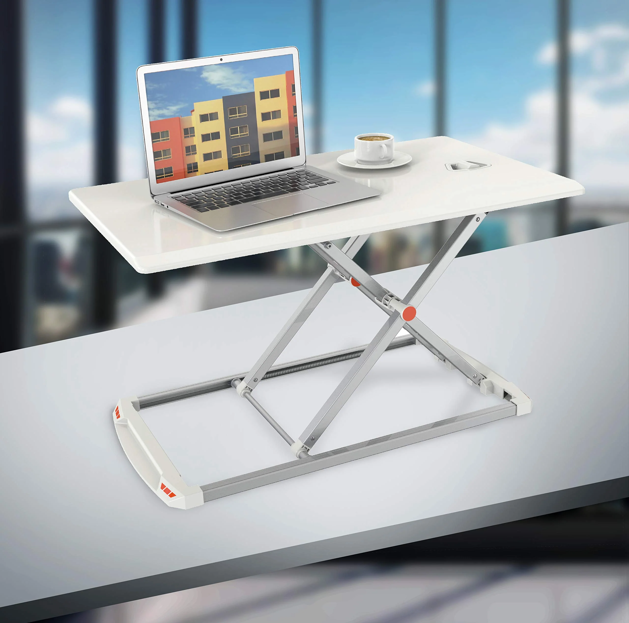 Duronic Zit-Sta Bureau DM05D11 WE [WIT] | Hoogte Verstelbare Werkplek | Platform 74x43 cm | Verstelbaar van 5�C40 cm | Opzetstuk voor PC, Computer of Laptop | Ergonomische Desktop Tafelconverter